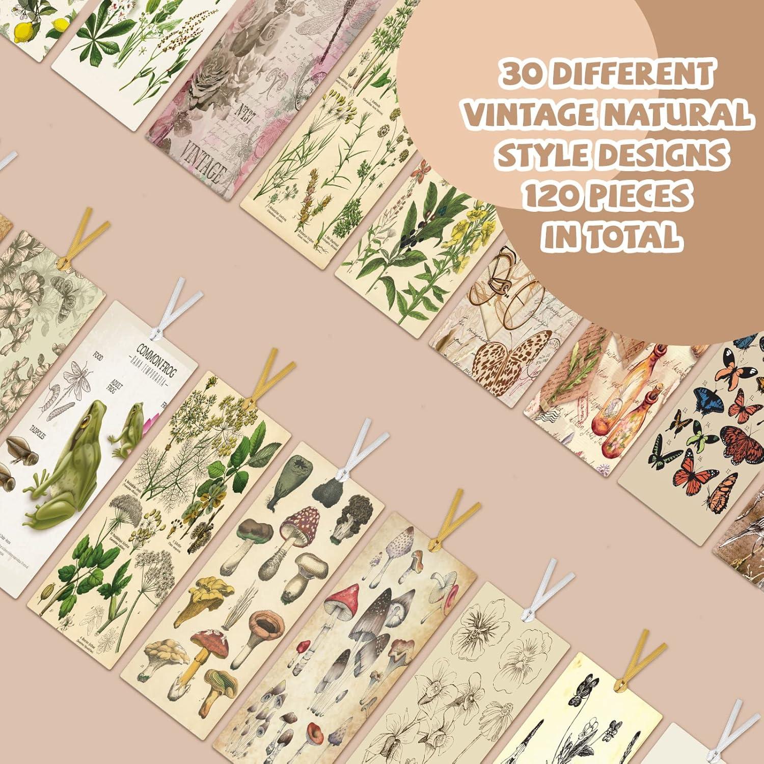 120 Marcadores de Página Vintage Chinco - Diseño Natural y Retro