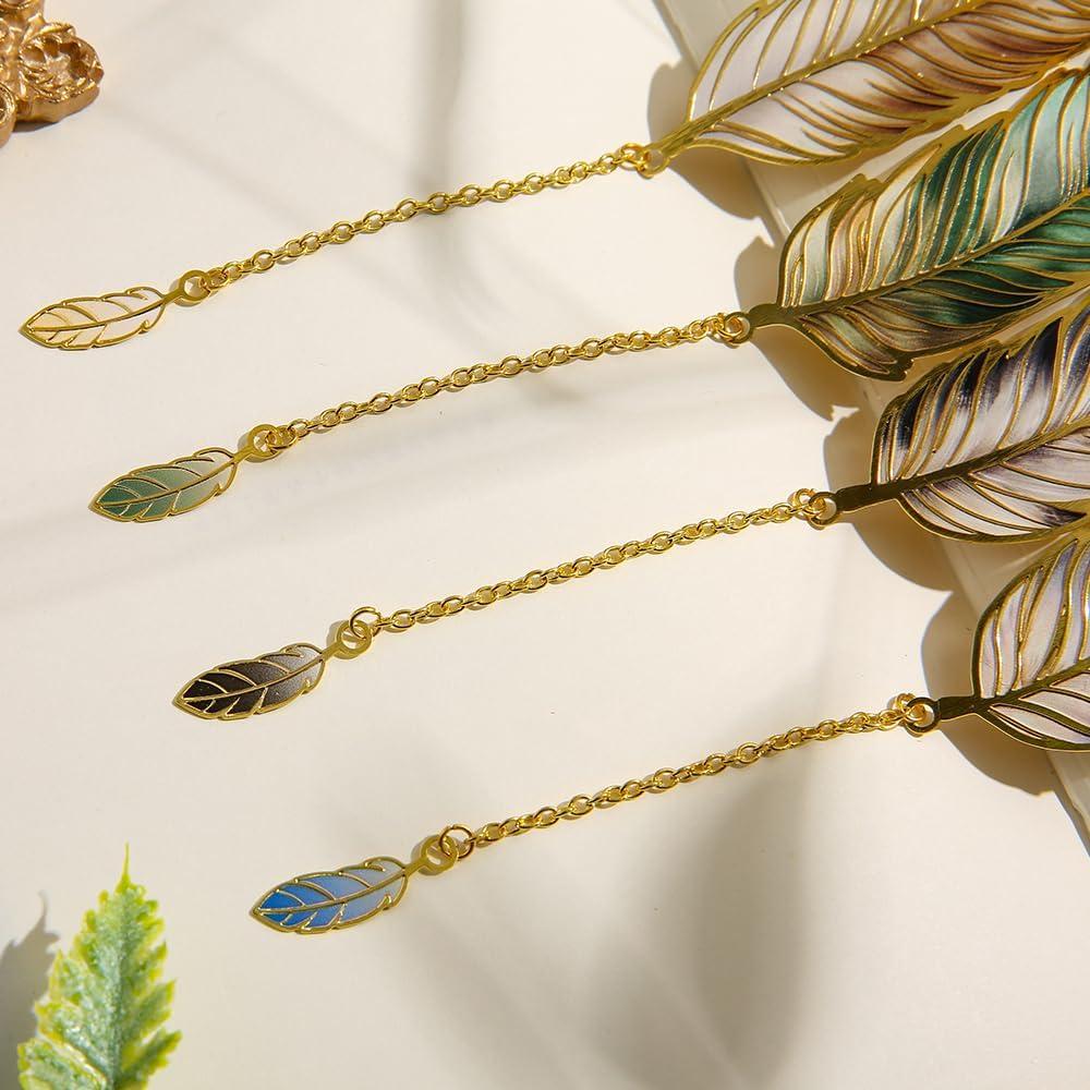 Juego de 4 marcapáginas de metal icceemee con colgante