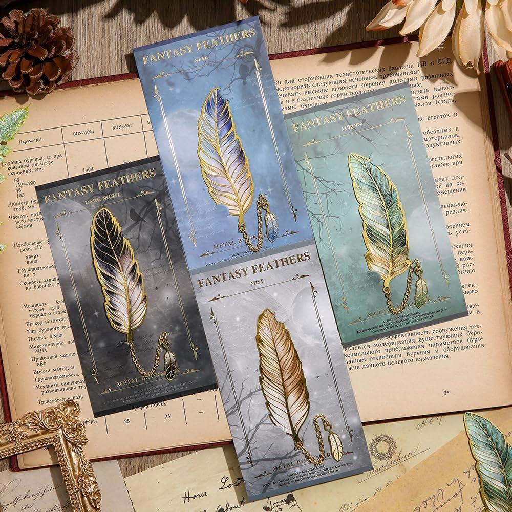 Juego de 4 marcapáginas de metal icceemee con colgante