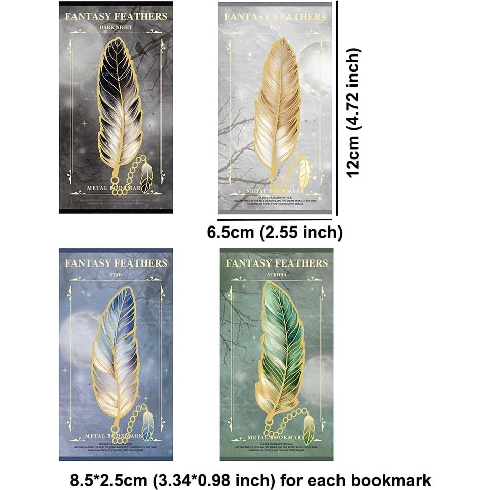 Juego de 4 marcapáginas de metal icceemee con colgante
