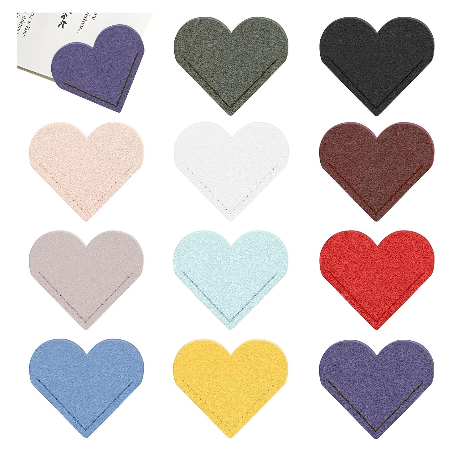 22 Marcadores de Páginas de Corazón de Cuero Quadafy Multicolor