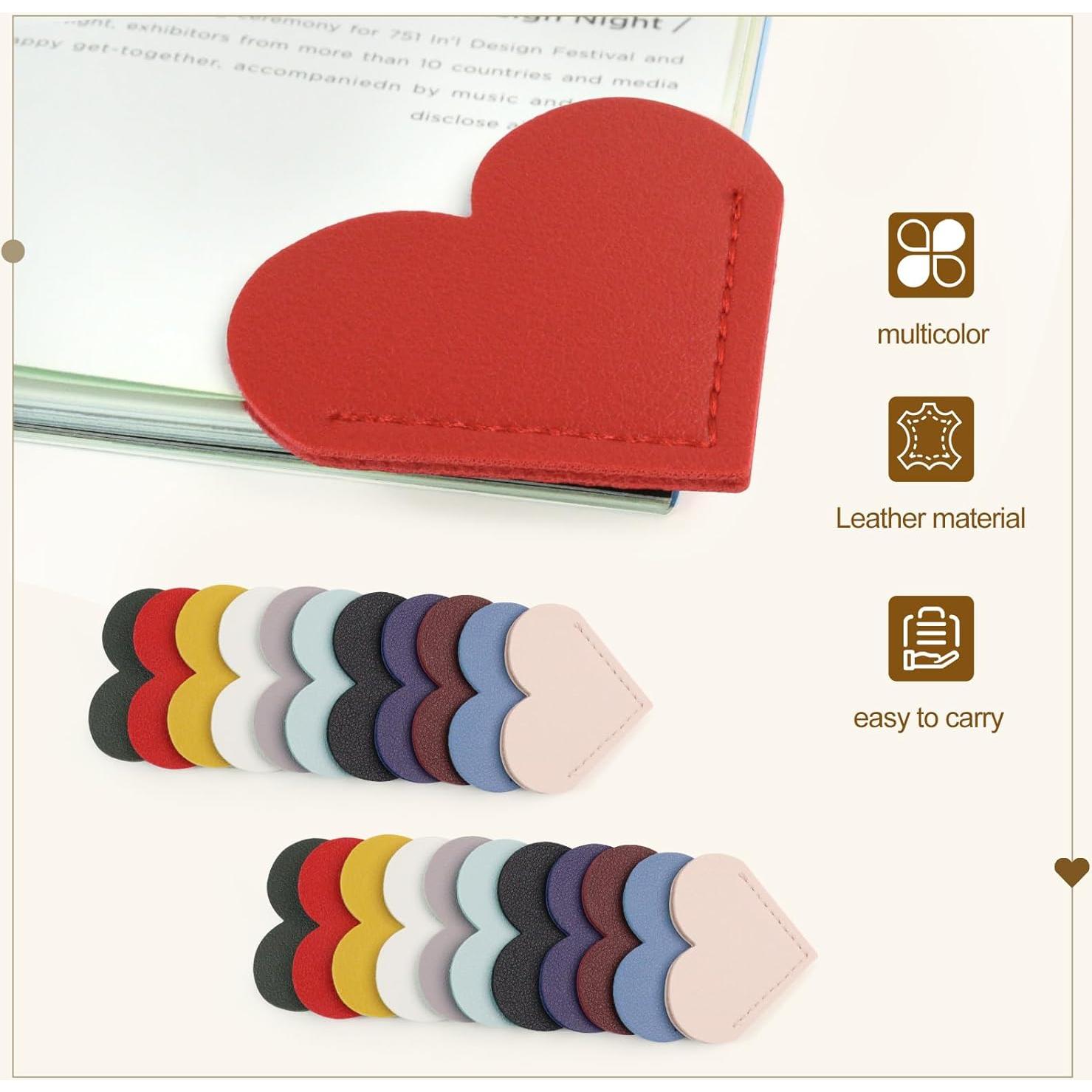 22 Marcadores de Páginas de Corazón de Cuero Quadafy Multicolor