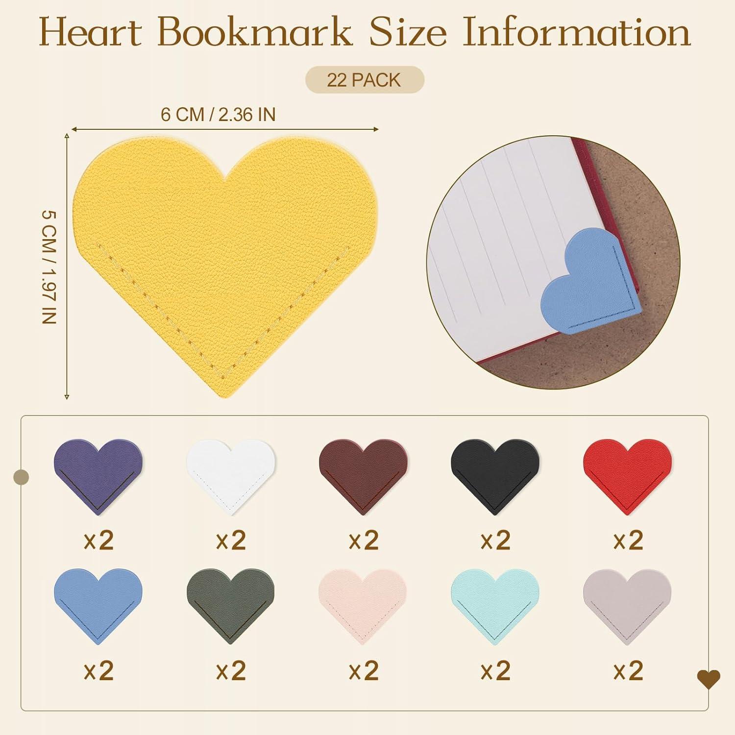 22 Marcadores de Páginas de Corazón de Cuero Quadafy Multicolor