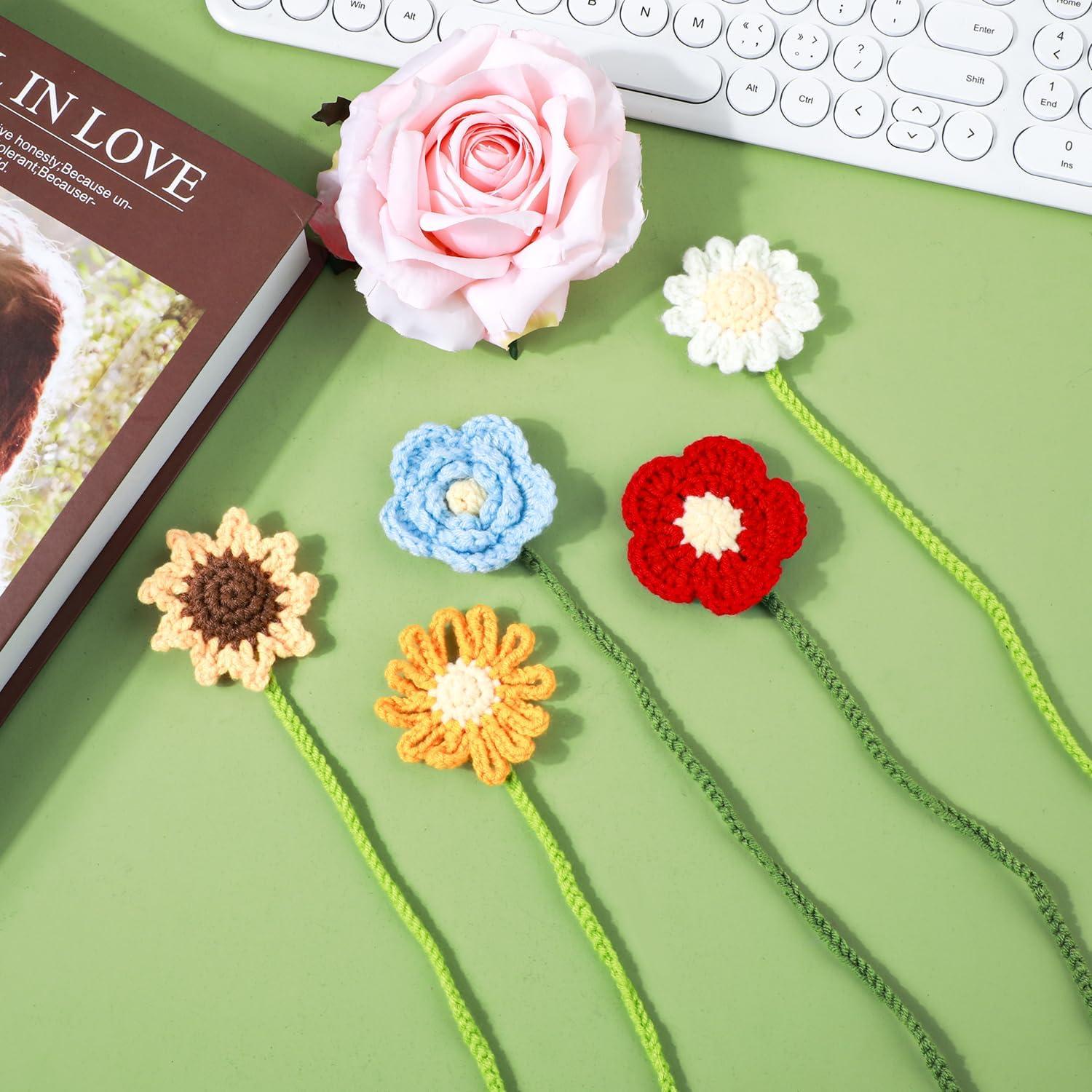 5 Marcadores de Girasol de Crochet PEUTIER Coloridos 36cm