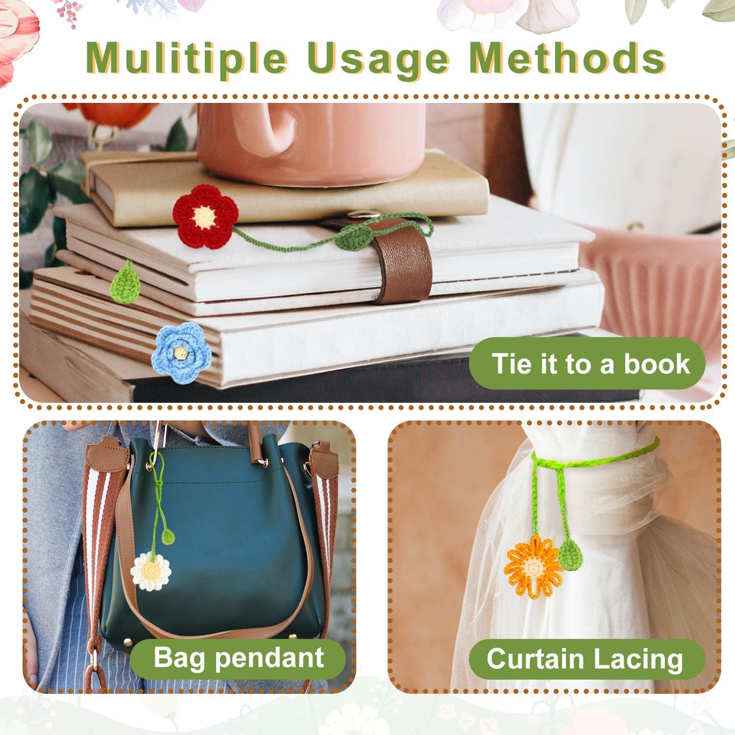 5 Marcadores de Girasol de Crochet PEUTIER Coloridos 36cm