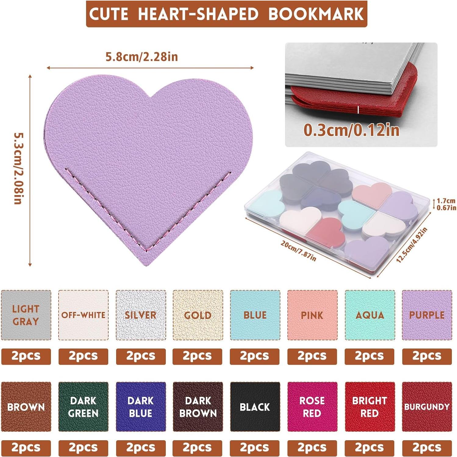 32 Marcadores de Corazón de Cuero Kdafio - Accesorios de Lectura