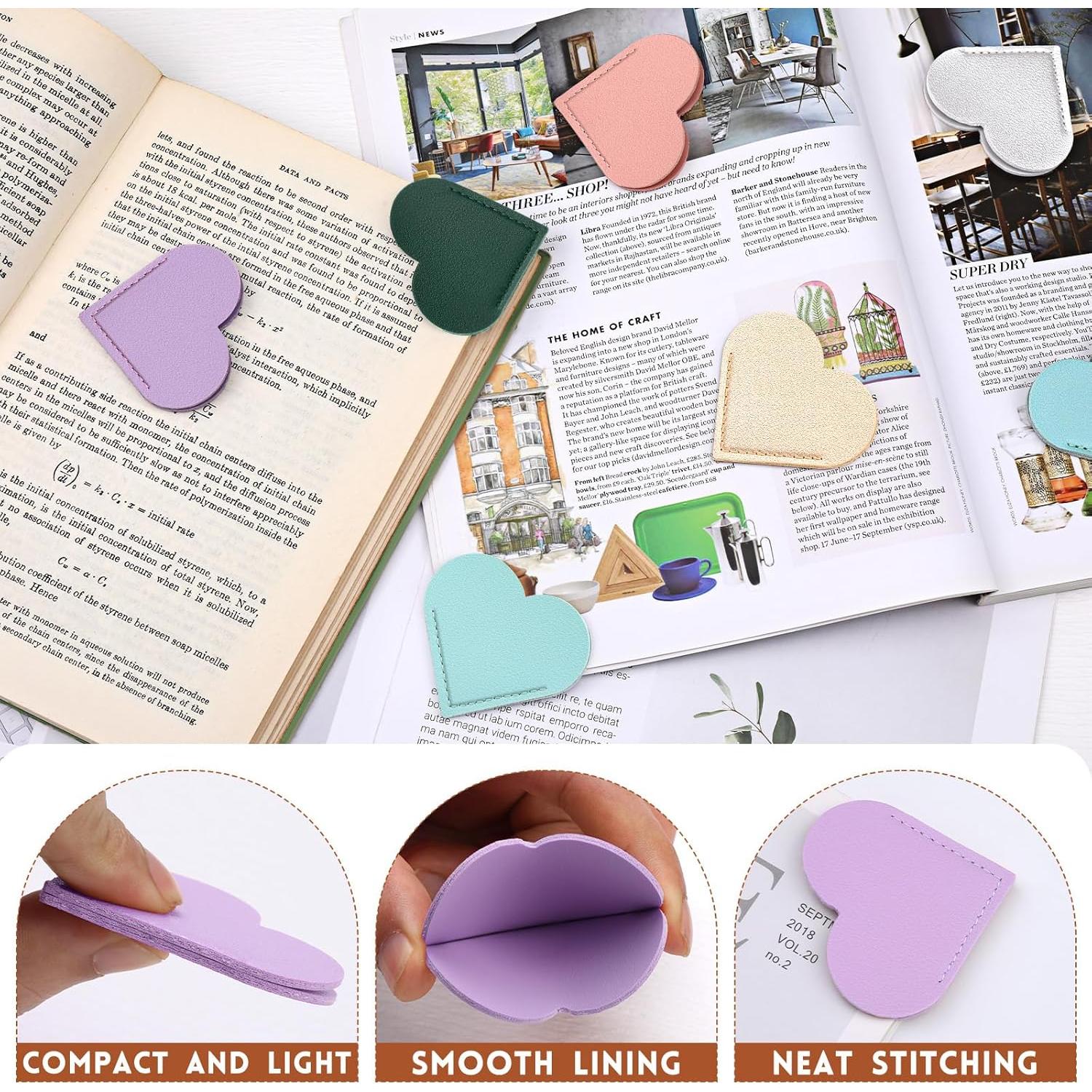 32 Marcadores de Corazón de Cuero Kdafio - Accesorios de Lectura