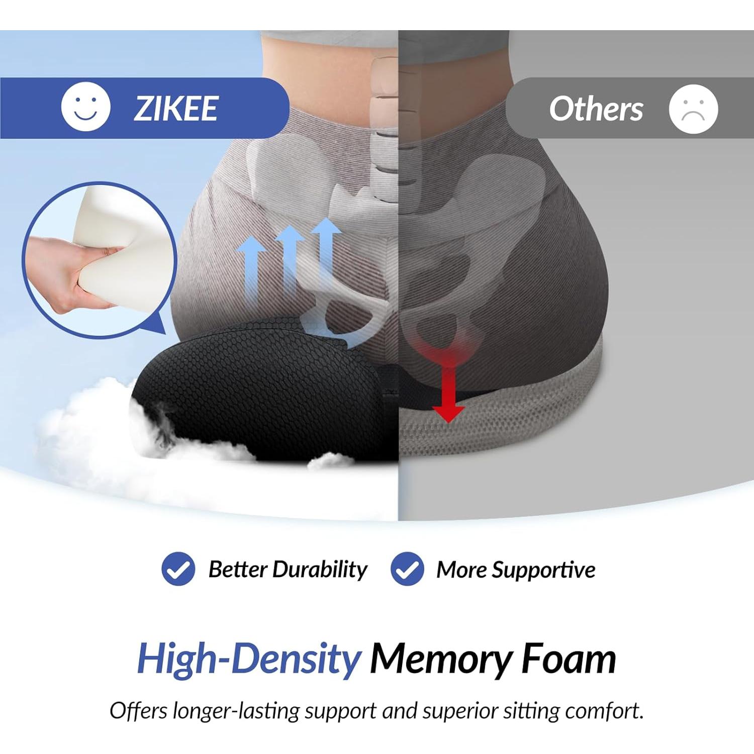 Cojín Ergonómico ZIKEE para Silla y Coche, Alivio Dolor Ciático