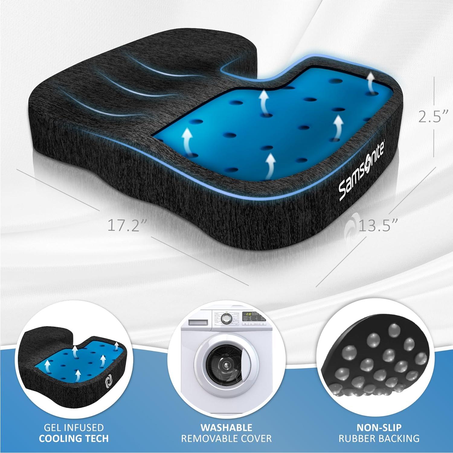 Cojín de Asiento Ergonomico Samsonite SA6436 con Gel Enfriador