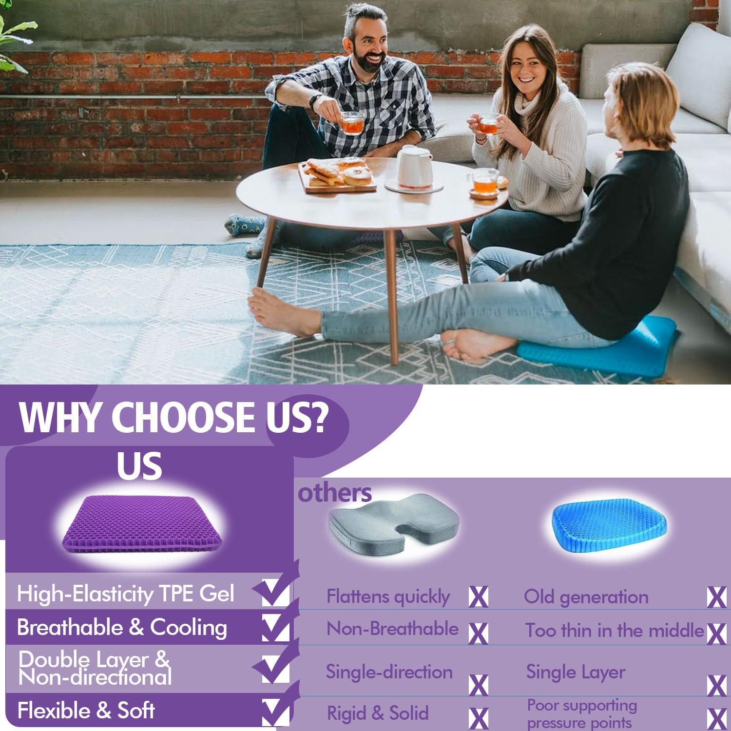 Cojín de Gel Morado JAEMEYEM 50x50 cm Antideslizante