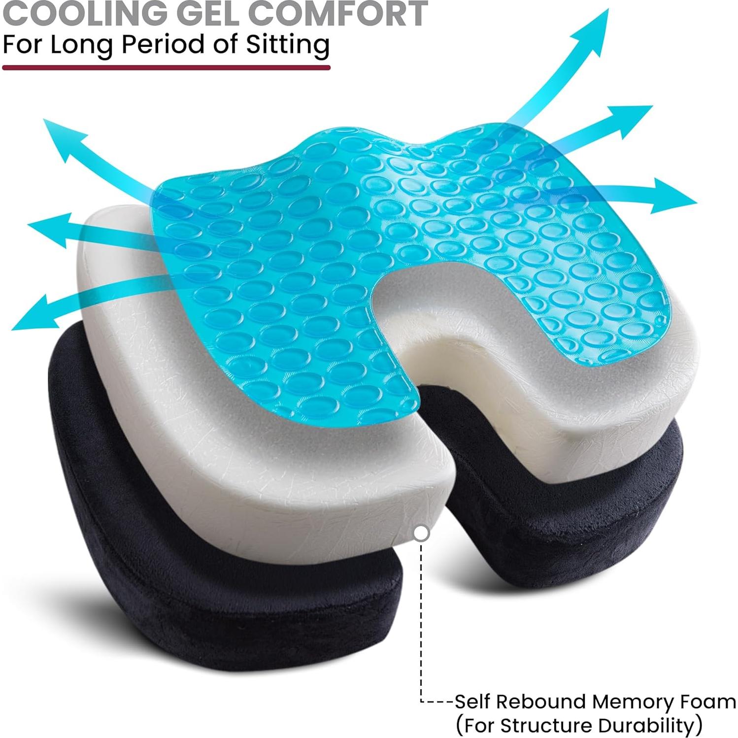Cojín de Asiento de Espuma de Memoria Gel LDC BSC01 - Alivio Espalda