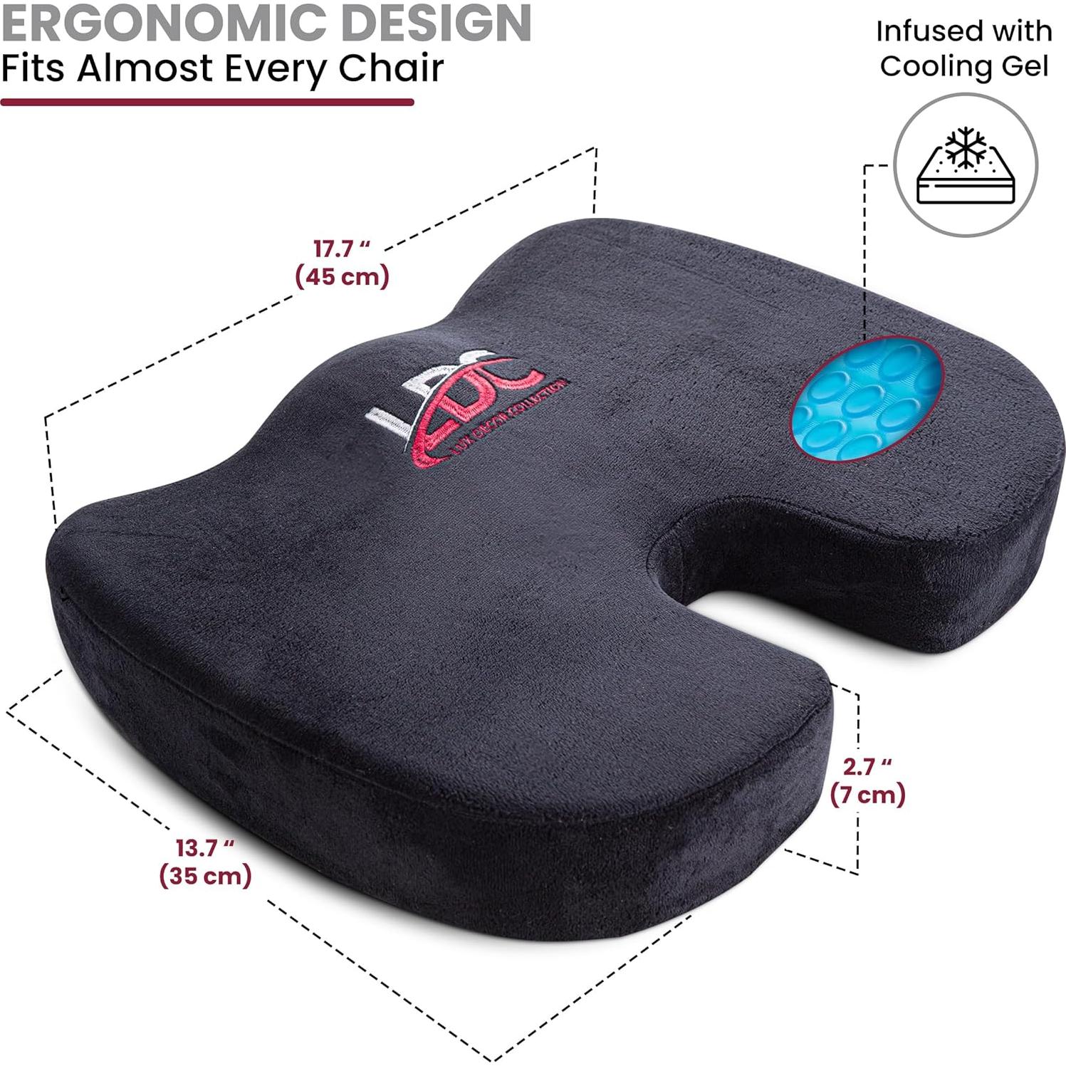 Cojín de Asiento de Espuma de Memoria Gel LDC BSC01 - Alivio Espalda