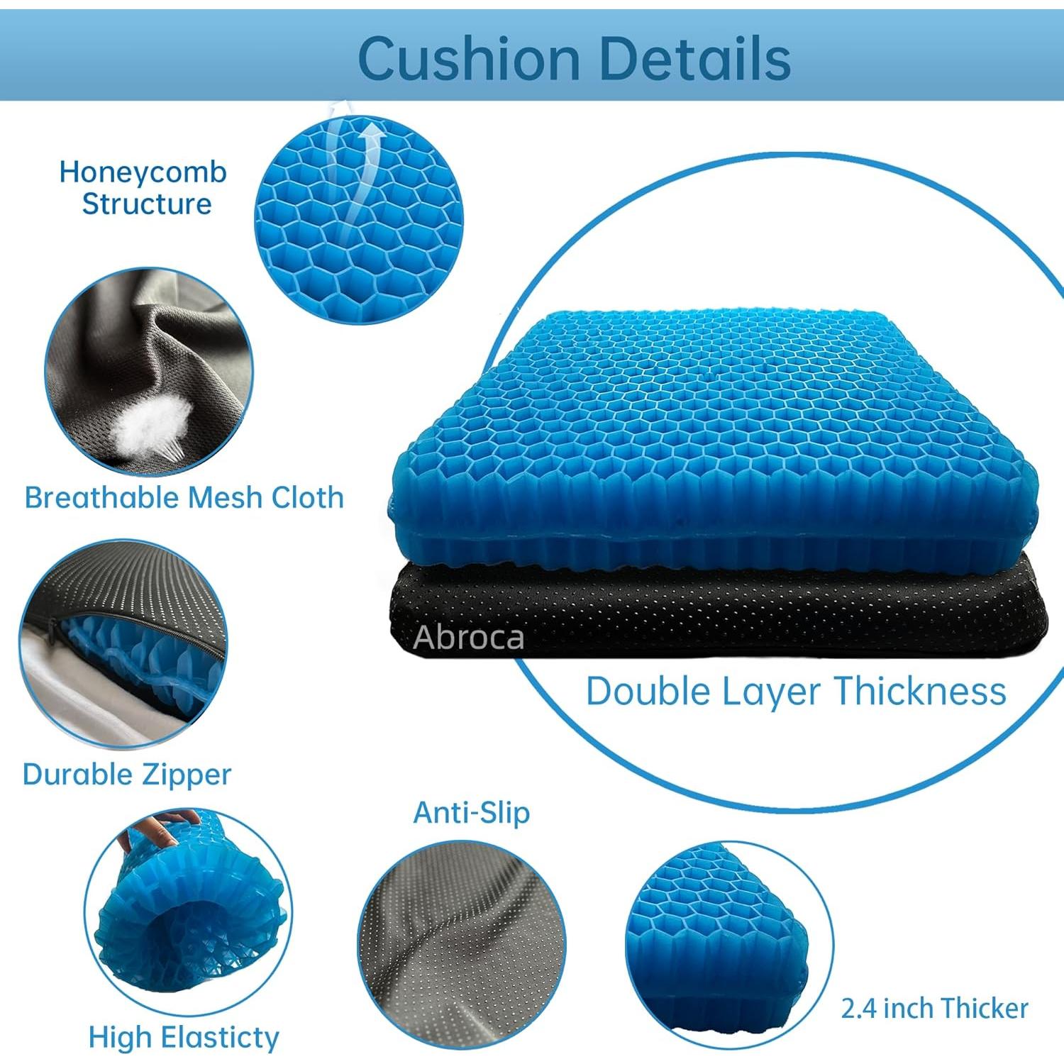 Cojín de Gel Abroca 42x37cm Alivio Dolor Ciática y Cola