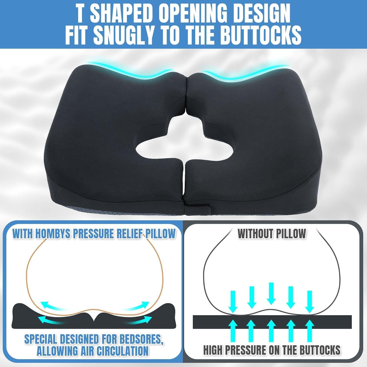 Cojín de Espuma de Memoria HOMBYS para Úlceras - Gris Oscuro