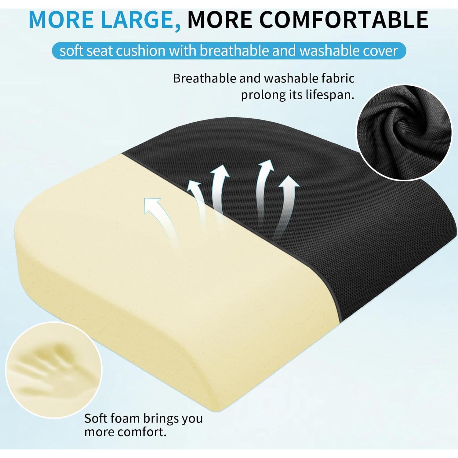 Cojín Grande TranquilRelax Negro para Silla de Oficina y Coche