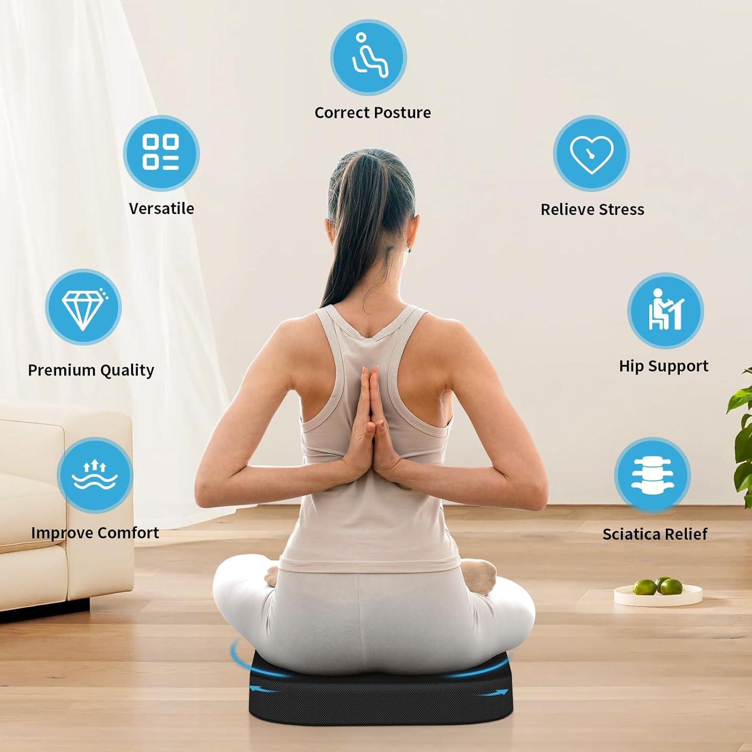 Cojín Grande TranquilRelax Negro para Silla de Oficina y Coche