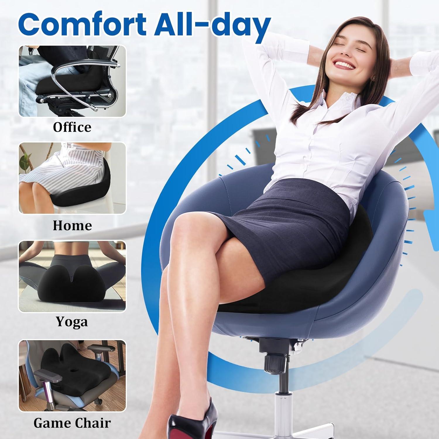 Cojín de Asiento CushZone Espuma Viscoelástica Extra Grande Negro