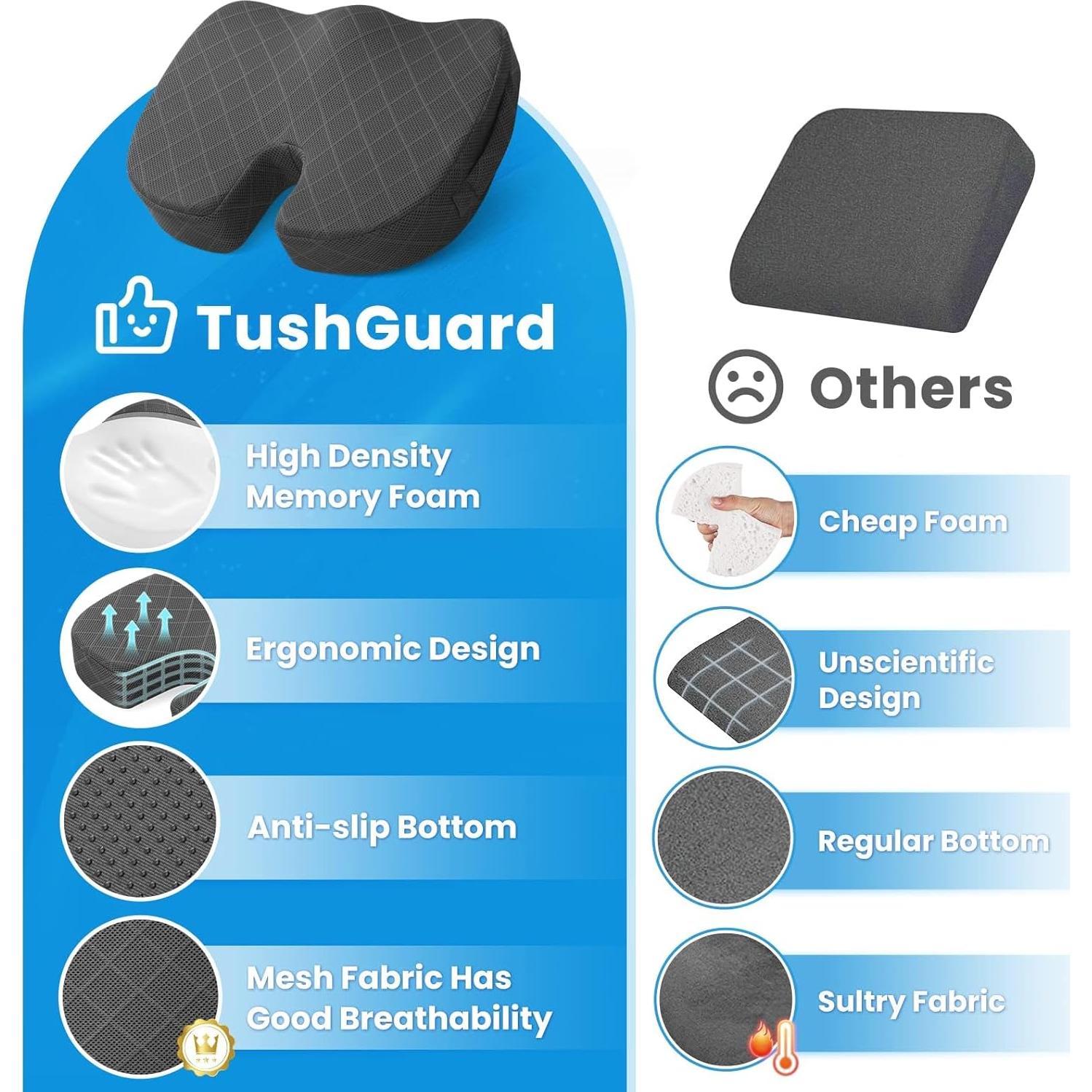 Cojín TushGuard Espuma Viscoelástica Grande para Silla y Coche