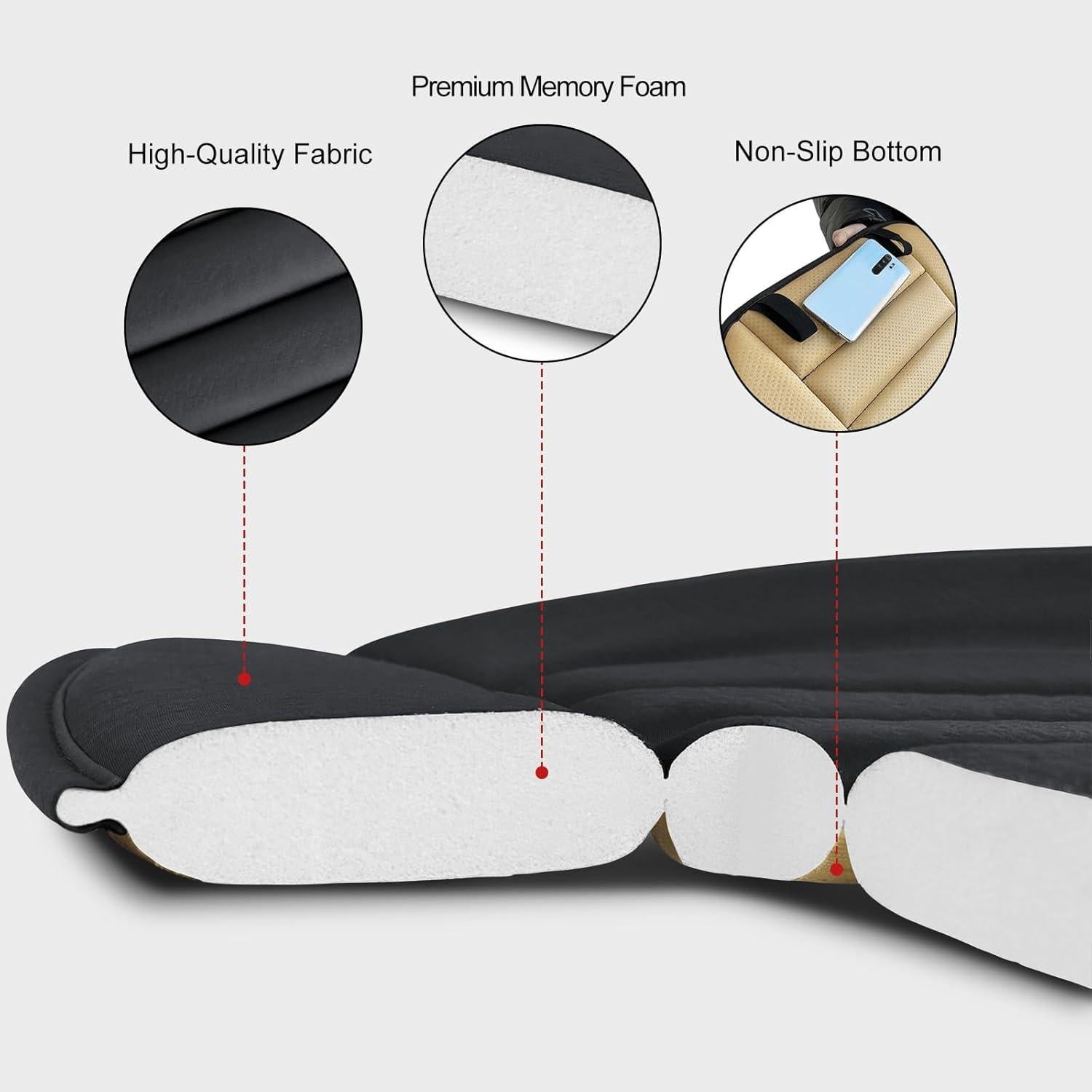 Cojín de Asiento de Coche BOPUOVRE Espuma Viscoelástica 49.8x45.7x3.0cm