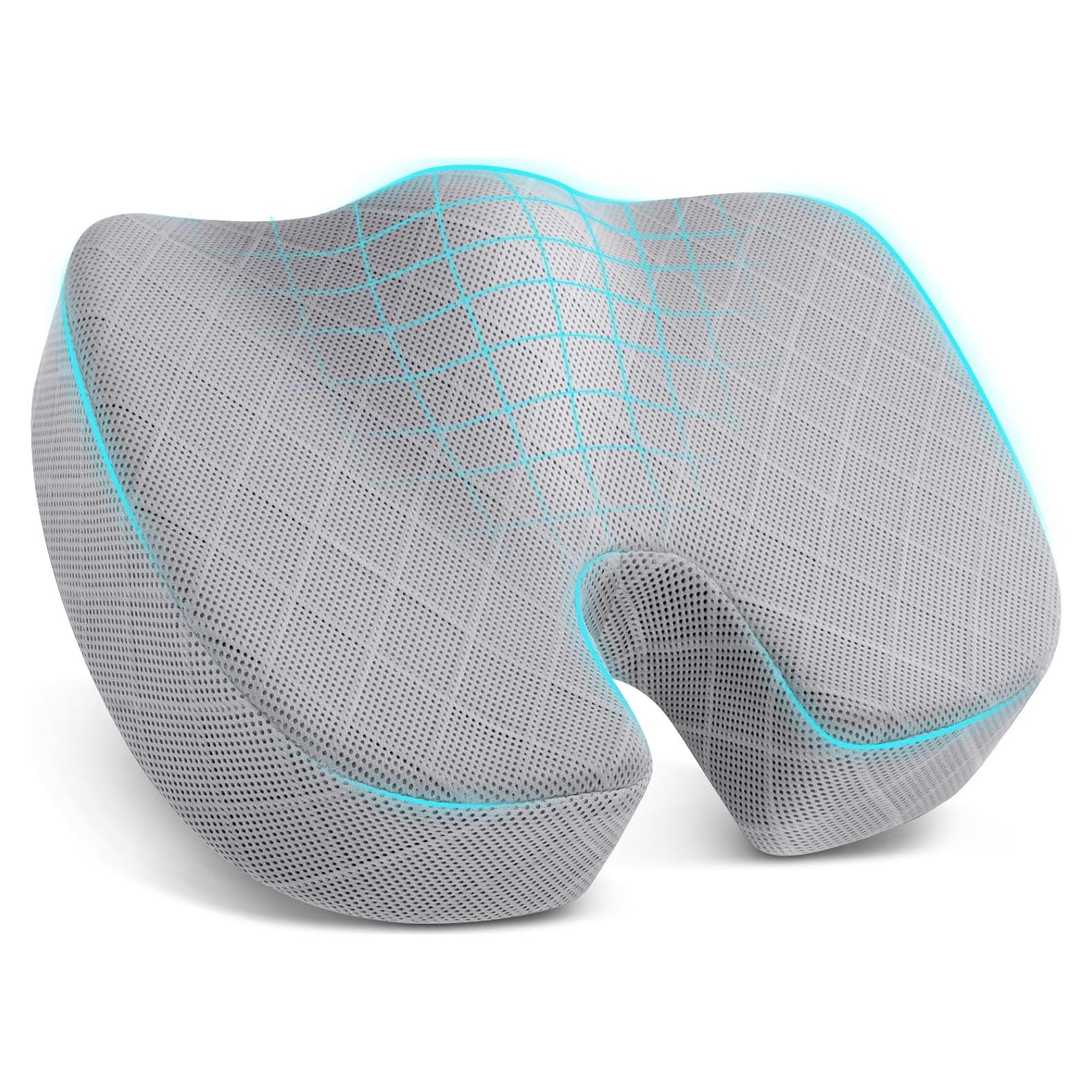 Cojín de Asiento TushGuard Grande Espuma Viscoelástica Gris Claro