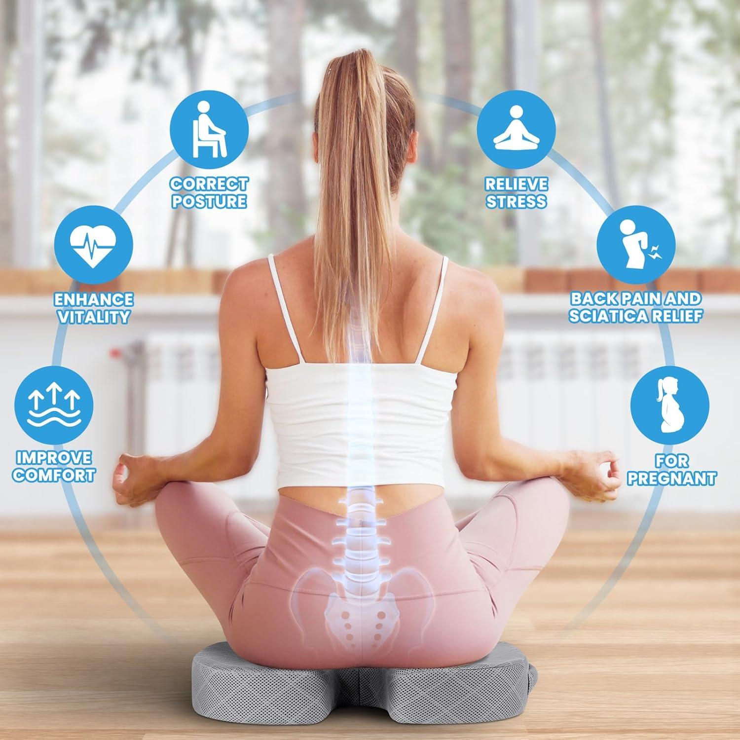 Cojín de Asiento TushGuard Grande Espuma Viscoelástica Gris Claro