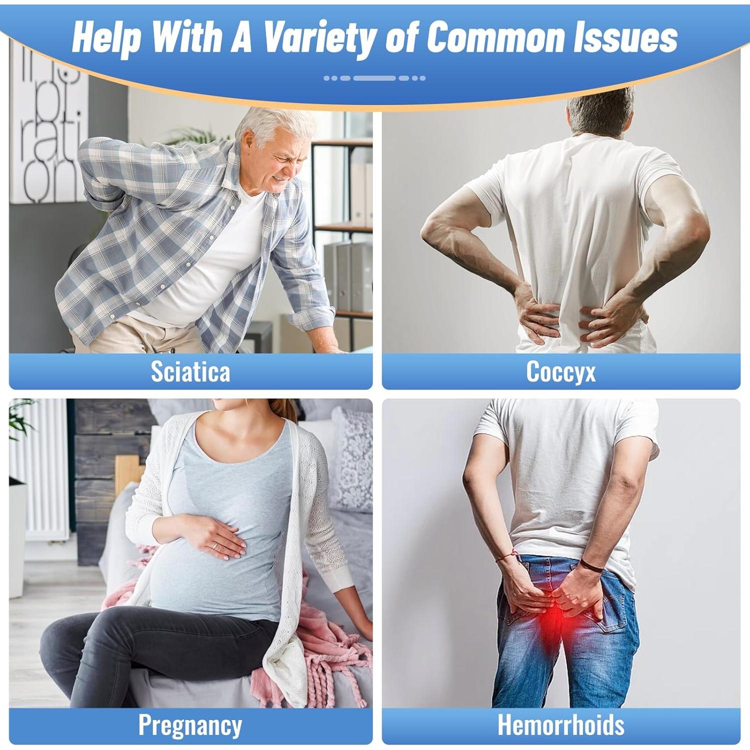 Cojín de Asiento Ergonómico CloudBliss Negro 44.3x33.9cm