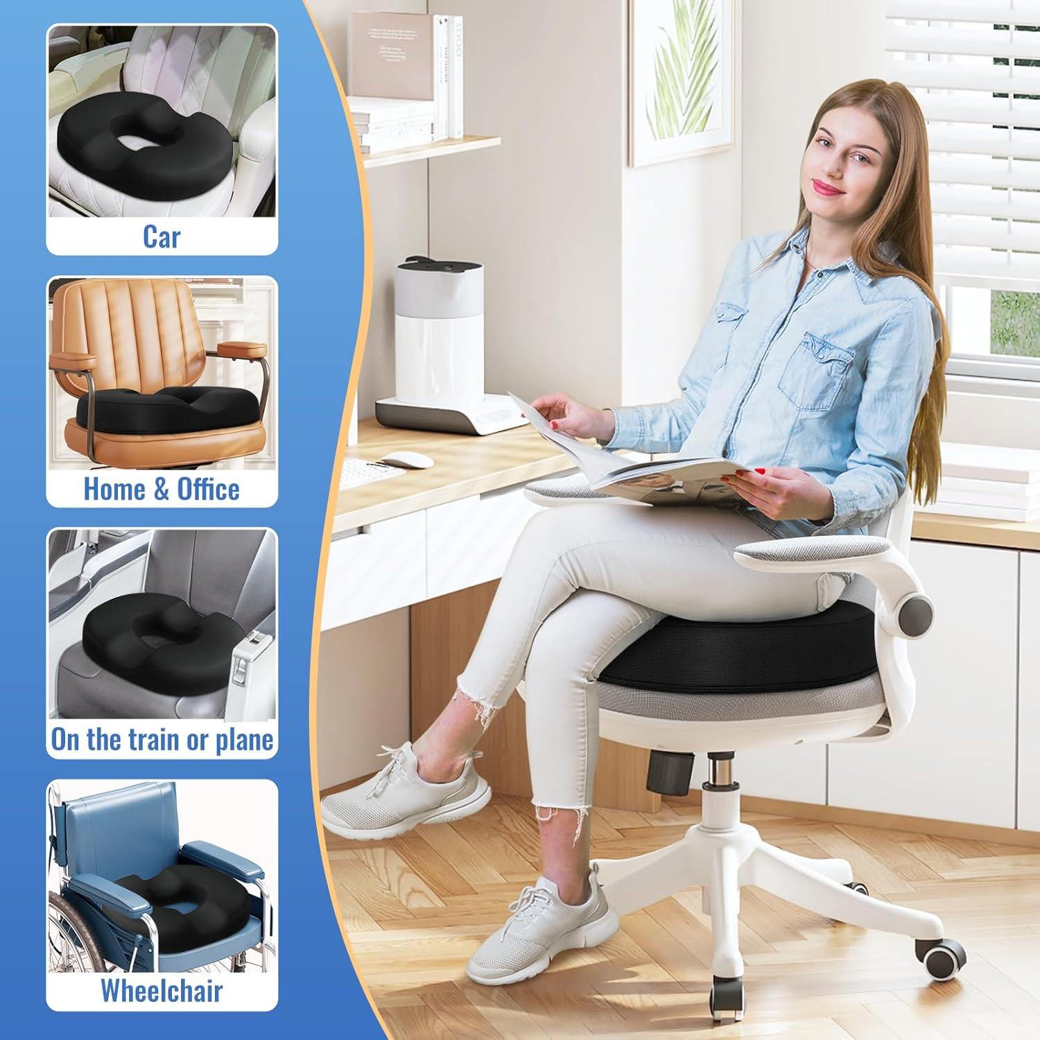 Cojín de Asiento Ergonómico CloudBliss Negro 44.3x33.9cm