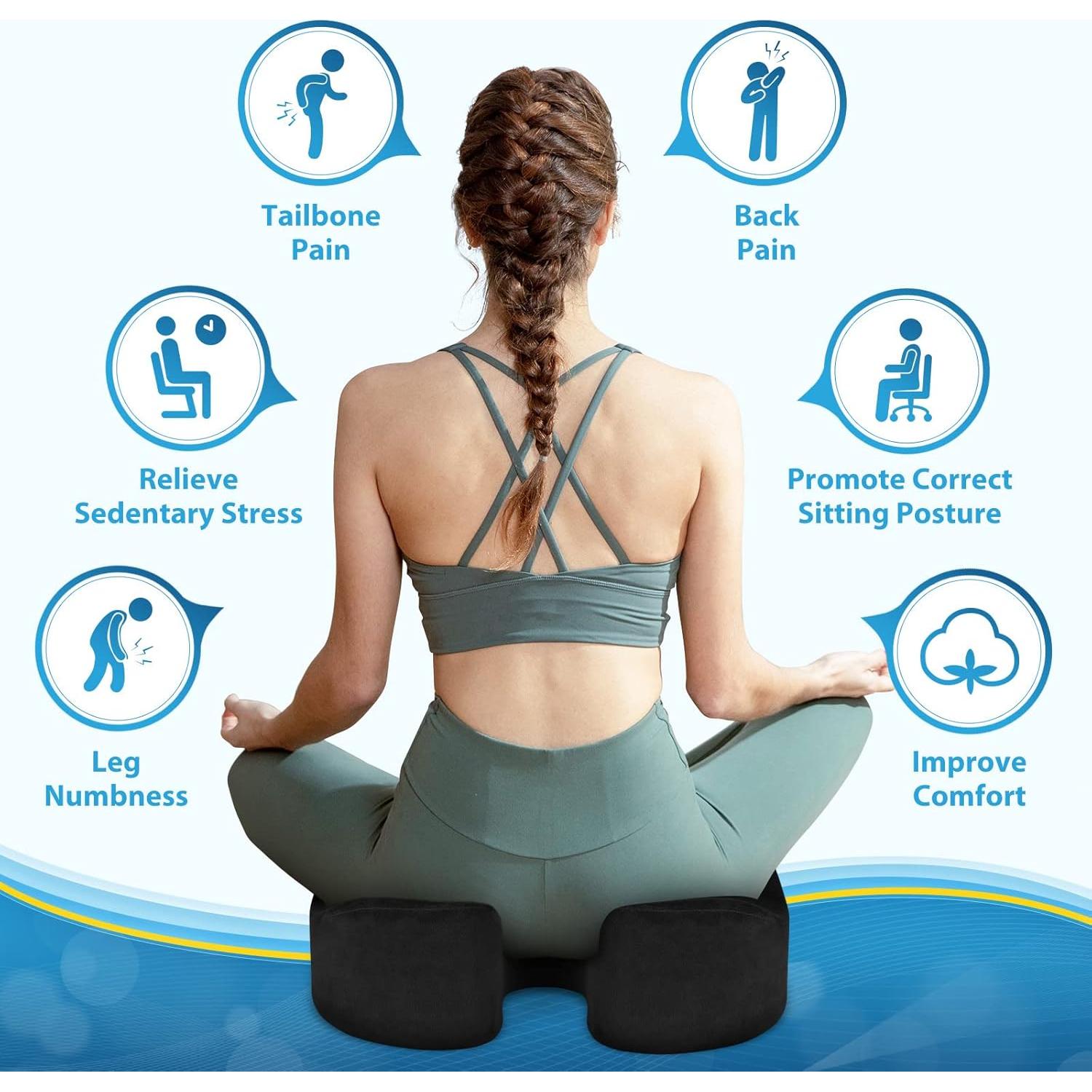 Cojín de Asiento BlissTrends Espuma Viscoelástica 46x41cm Negro