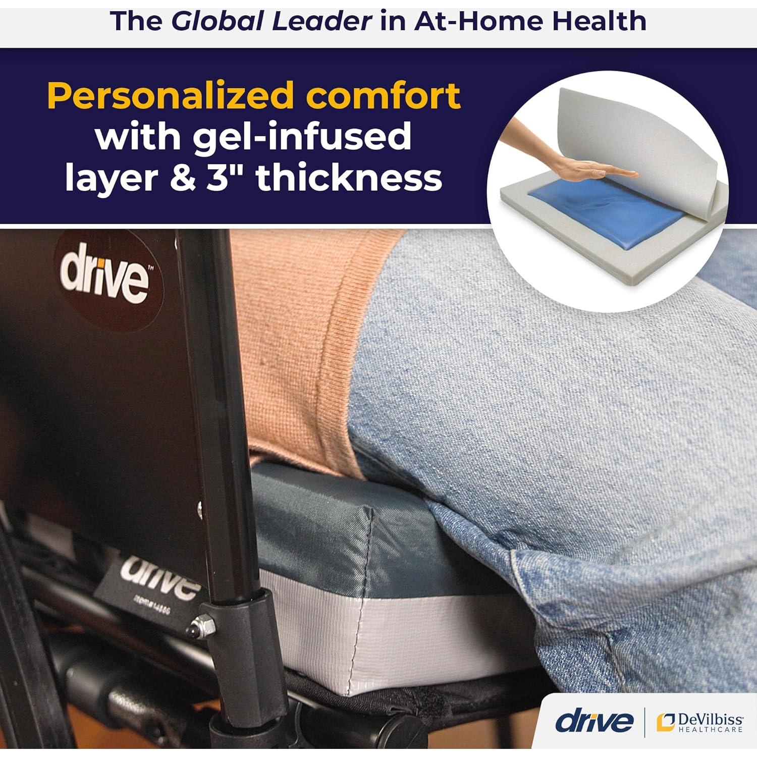 Cojín de Asiento de Gel Drive Medical 3" para Silla de Ruedas