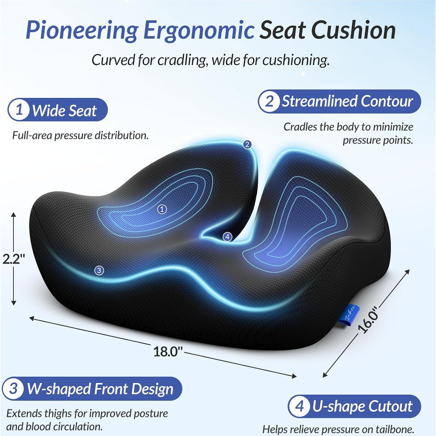 Cojín Ergonómico ZIKEE para Alivio de Presión - Espuma de Memoria