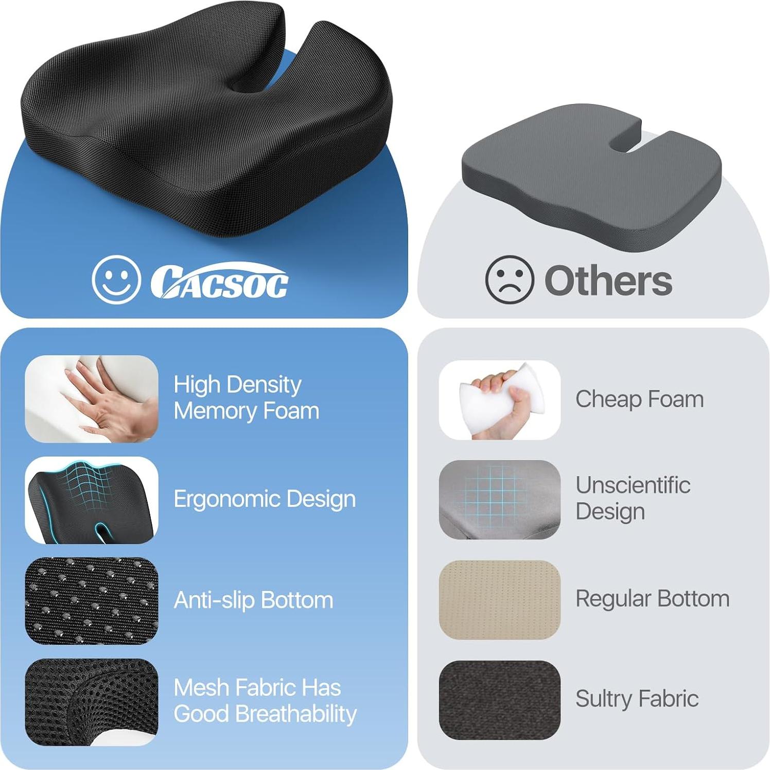 Cojín Ergonómico CJACSOC de Espuma Viscoelástica XL Negro