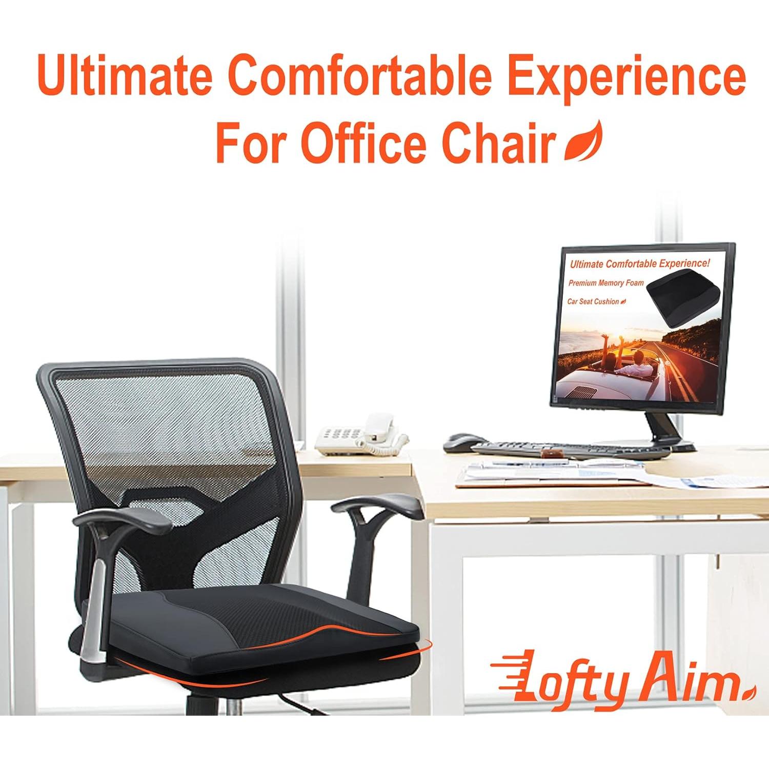Cojín de Asiento Ergonómico Lofty Aim - Espuma de Memoria 45x43cm