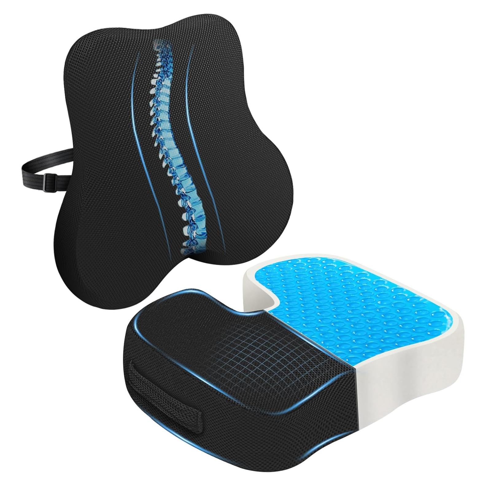 Cojín de Asiento Ergonómico Watshyon con Gel y Almohada Lumbar