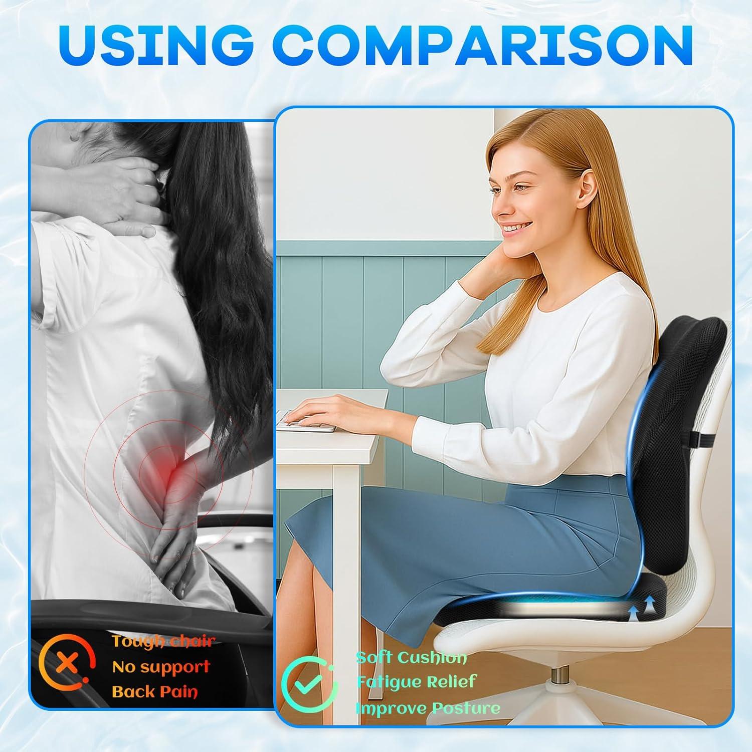 Cojín de Asiento Ergonómico Watshyon con Gel y Almohada Lumbar