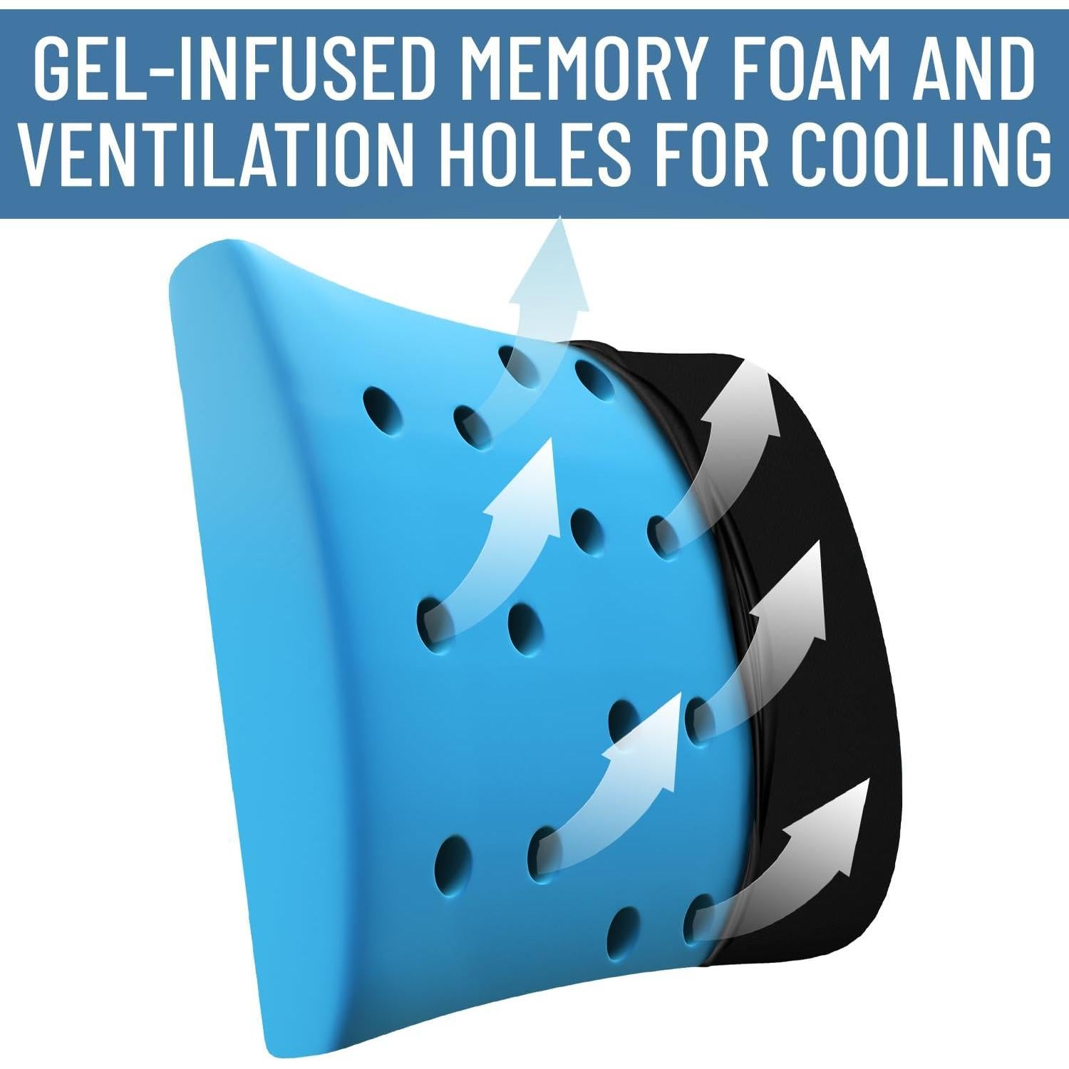 Cojín Lumbar Everlasting Comfort Espuma Viscoelástica Negro