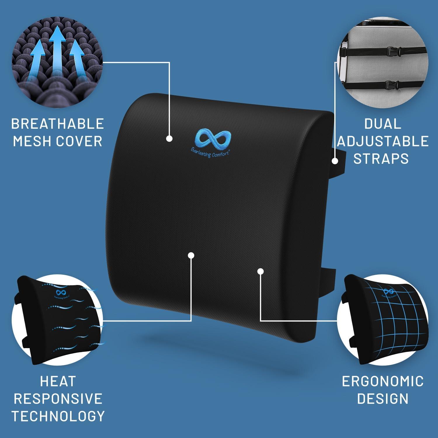 Cojín Lumbar Everlasting Comfort Espuma Viscoelástica Negro