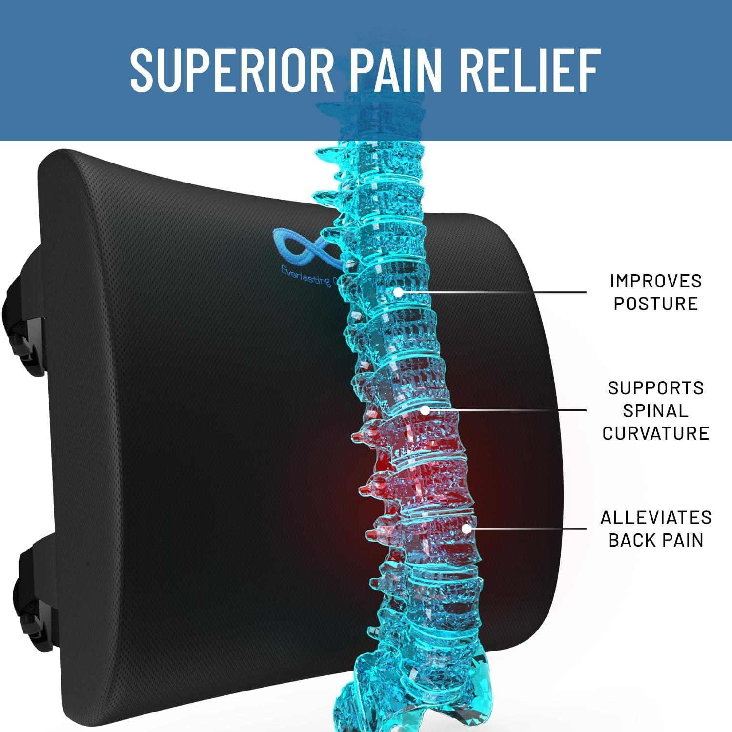 Cojín Lumbar Everlasting Comfort Espuma Viscoelástica Negro