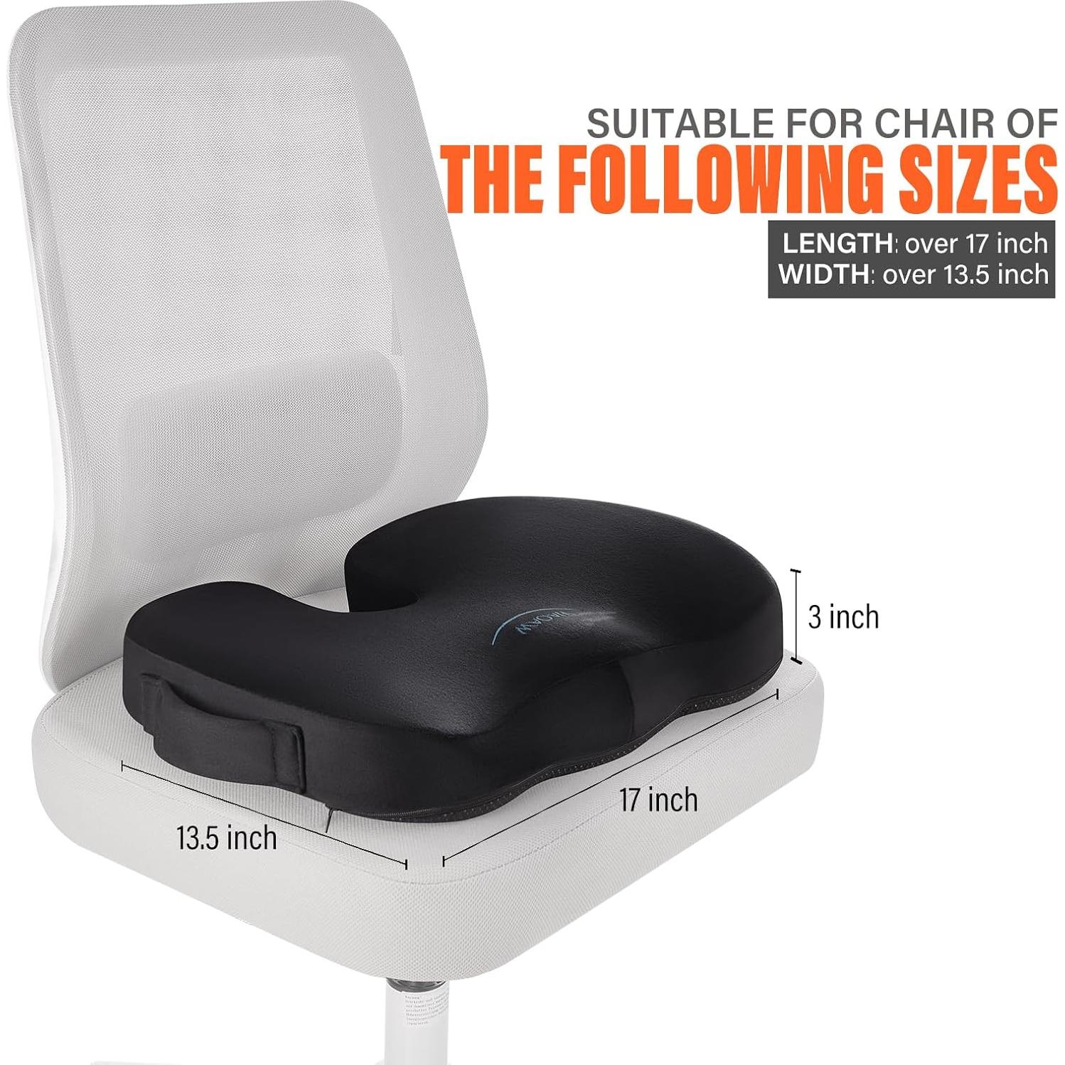 Cojín de Asiento WAOAW Espuma Viscoelástica Negro 43x34 cm