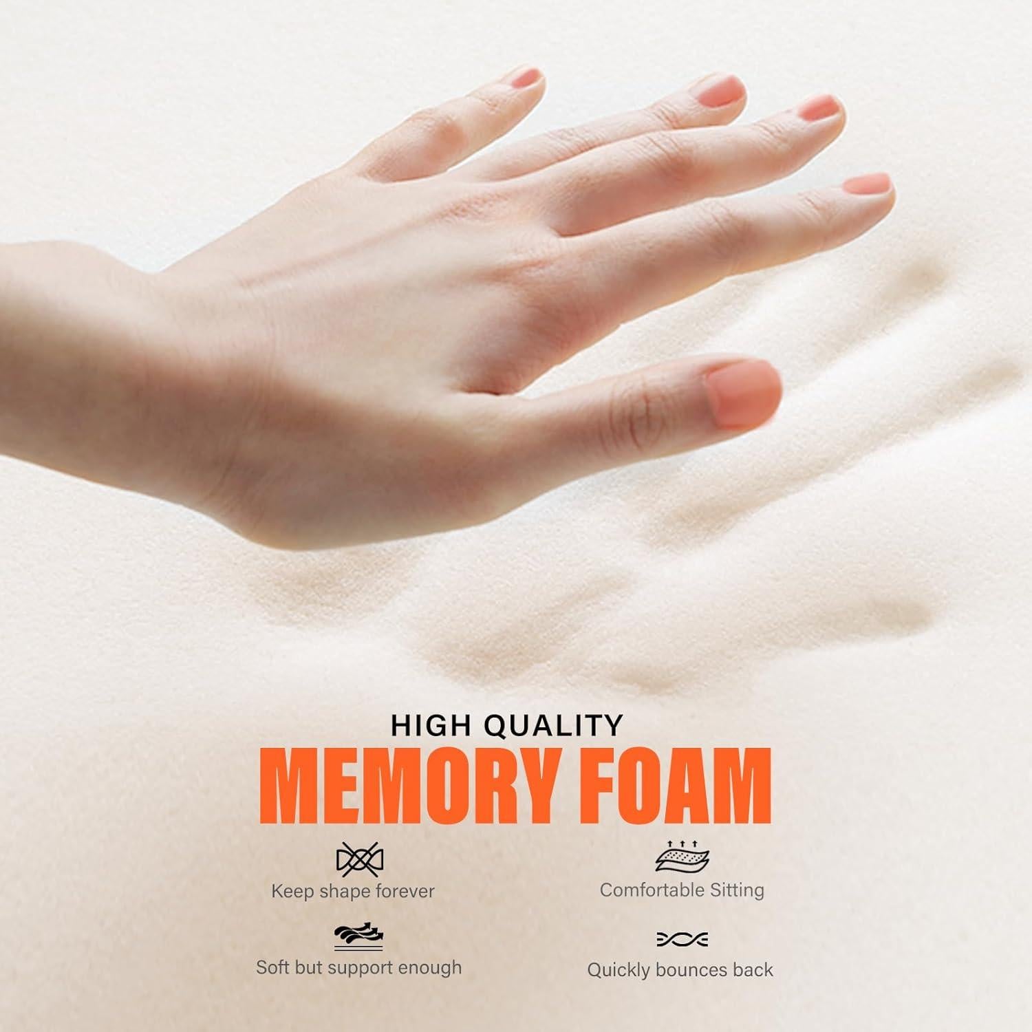 Cojín de Asiento WAOAW Espuma Viscoelástica Negro 43x34 cm