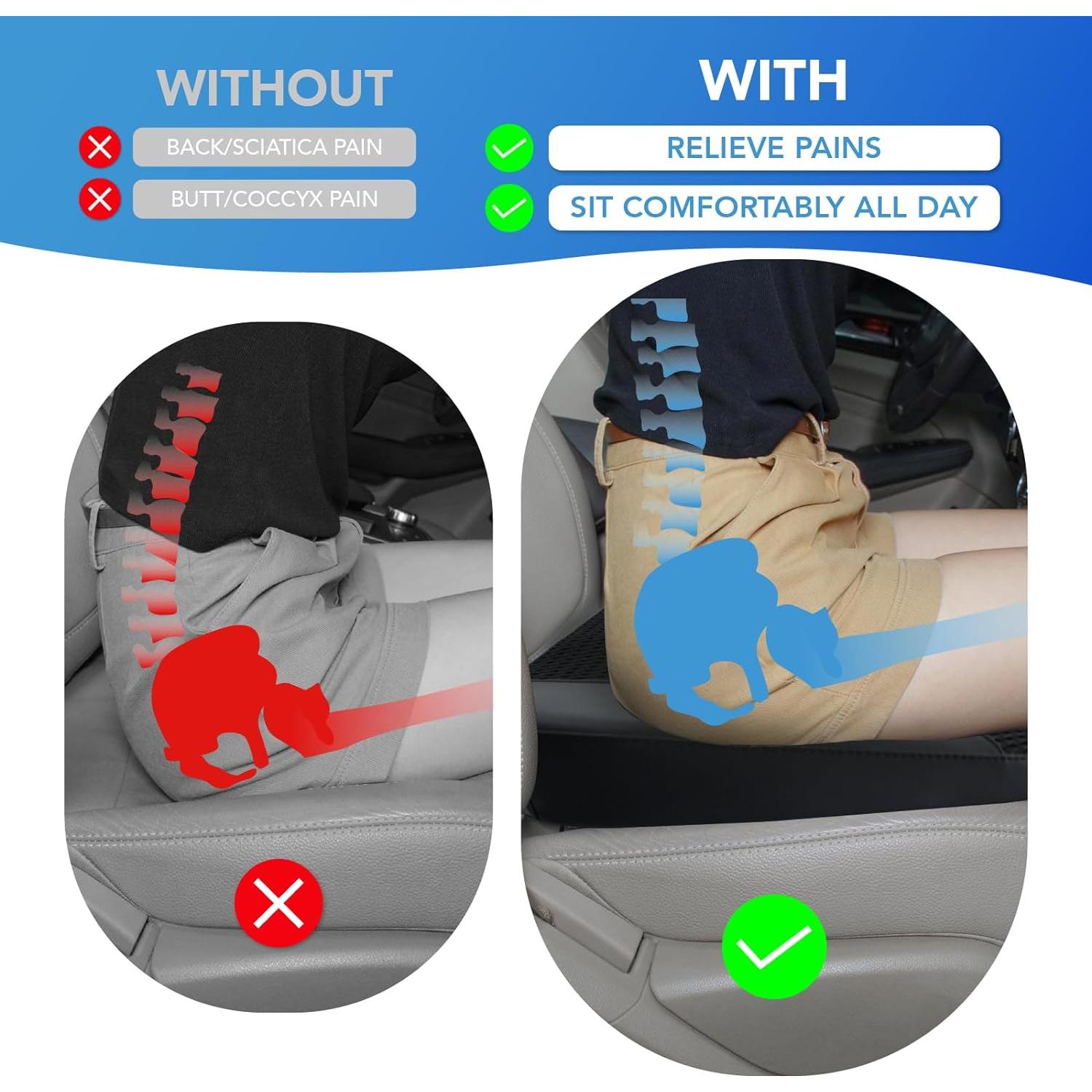 Cojín de Asiento para Coche Lofty Aim - Espuma Viscoelástica Negro