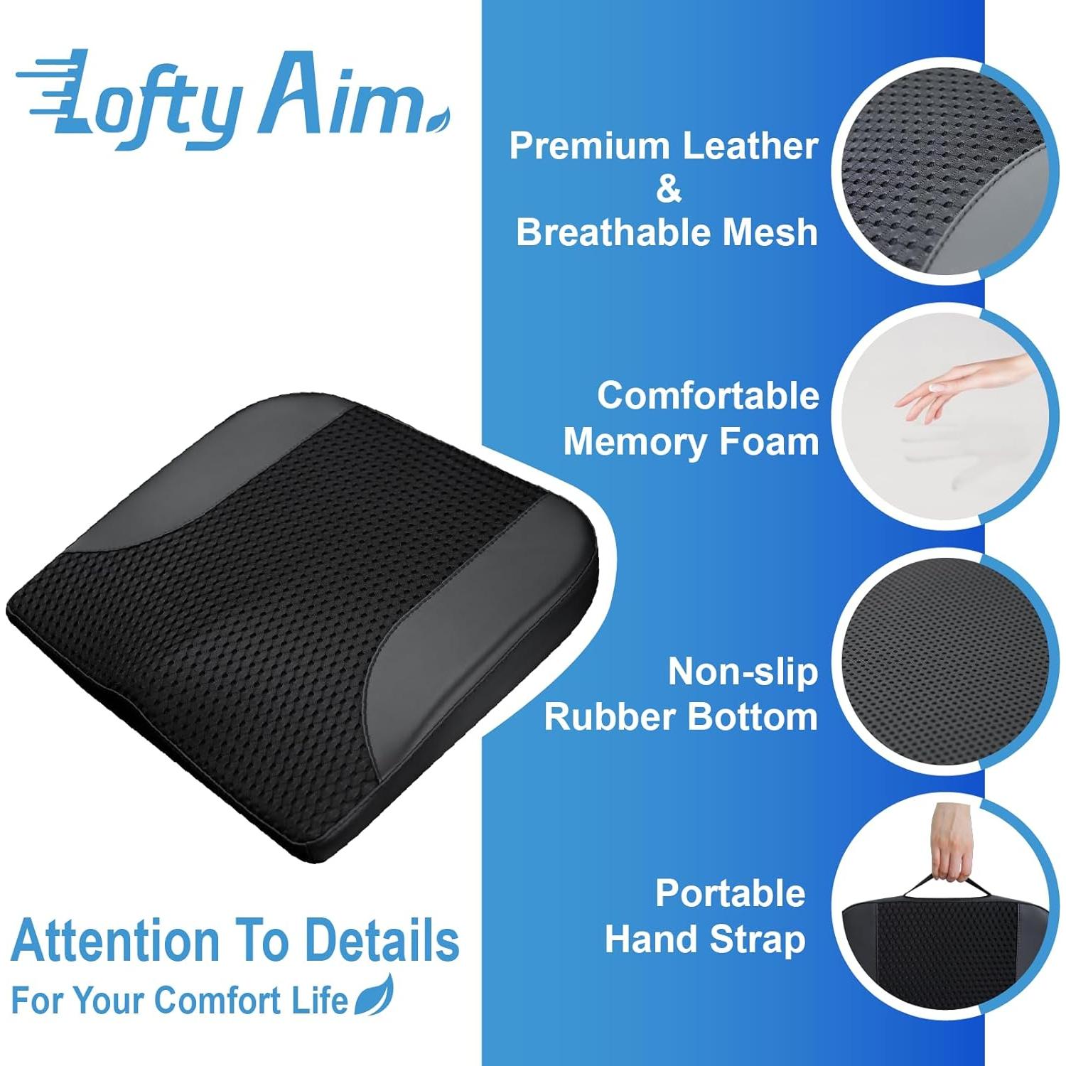 Cojín de Asiento para Coche Lofty Aim - Espuma Viscoelástica Negro