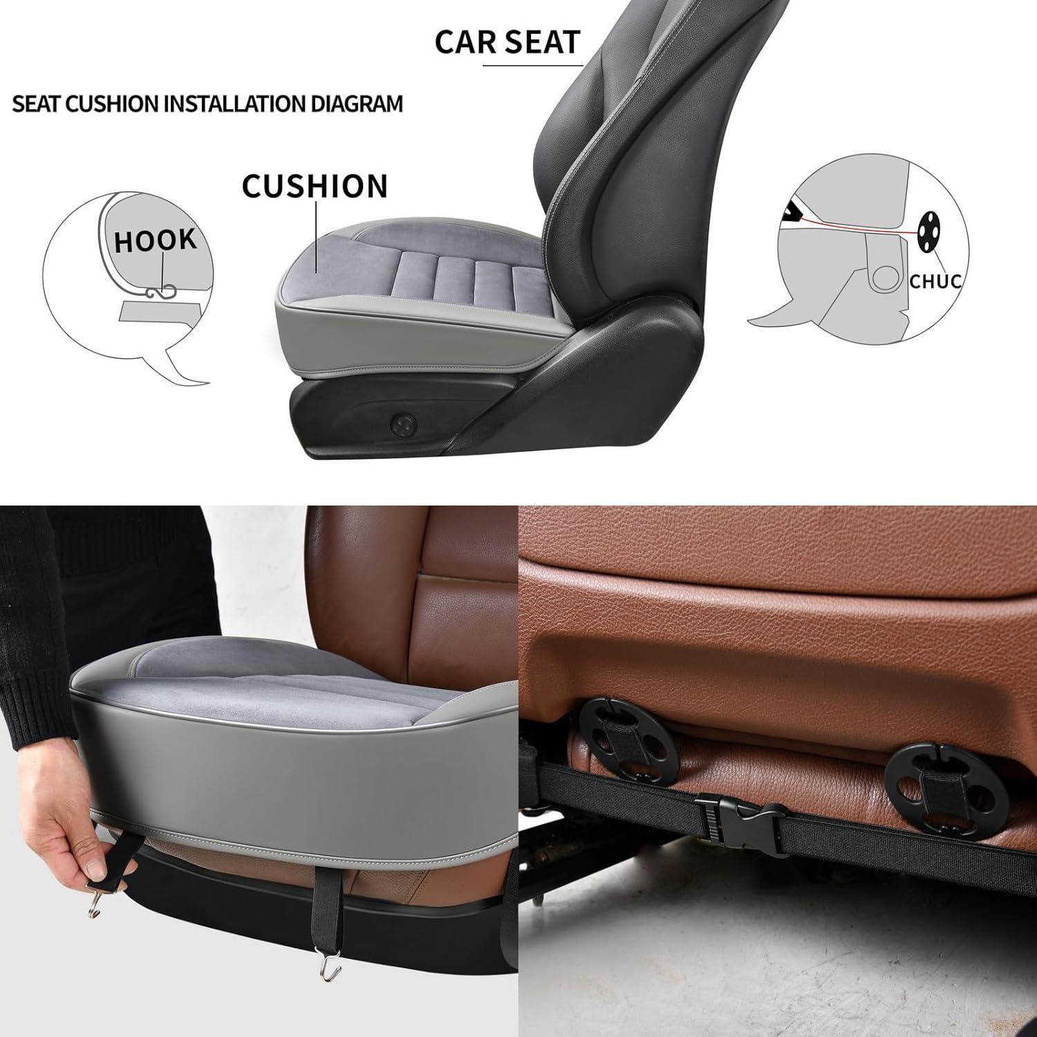 Cojín de Asiento de Coche KAYI 2 Pack Espuma de Memoria Gris