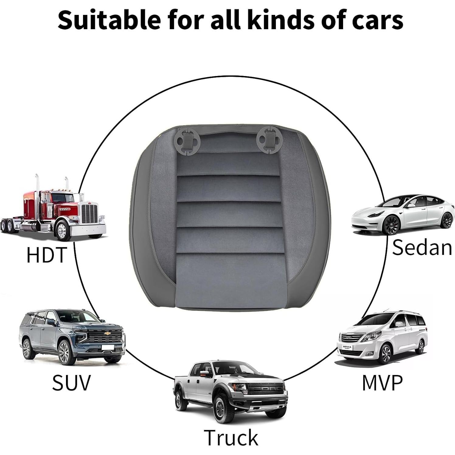 Cojín de Asiento de Coche KAYI 2 Pack Espuma de Memoria Gris