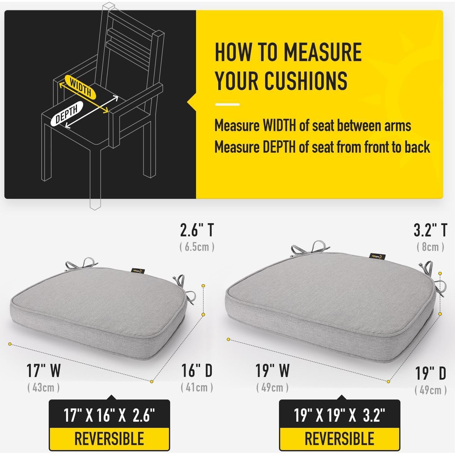 Cojines de Silla SUNROX 43x41cm Espuma Memoria Resistente Agua - 6 Unidades