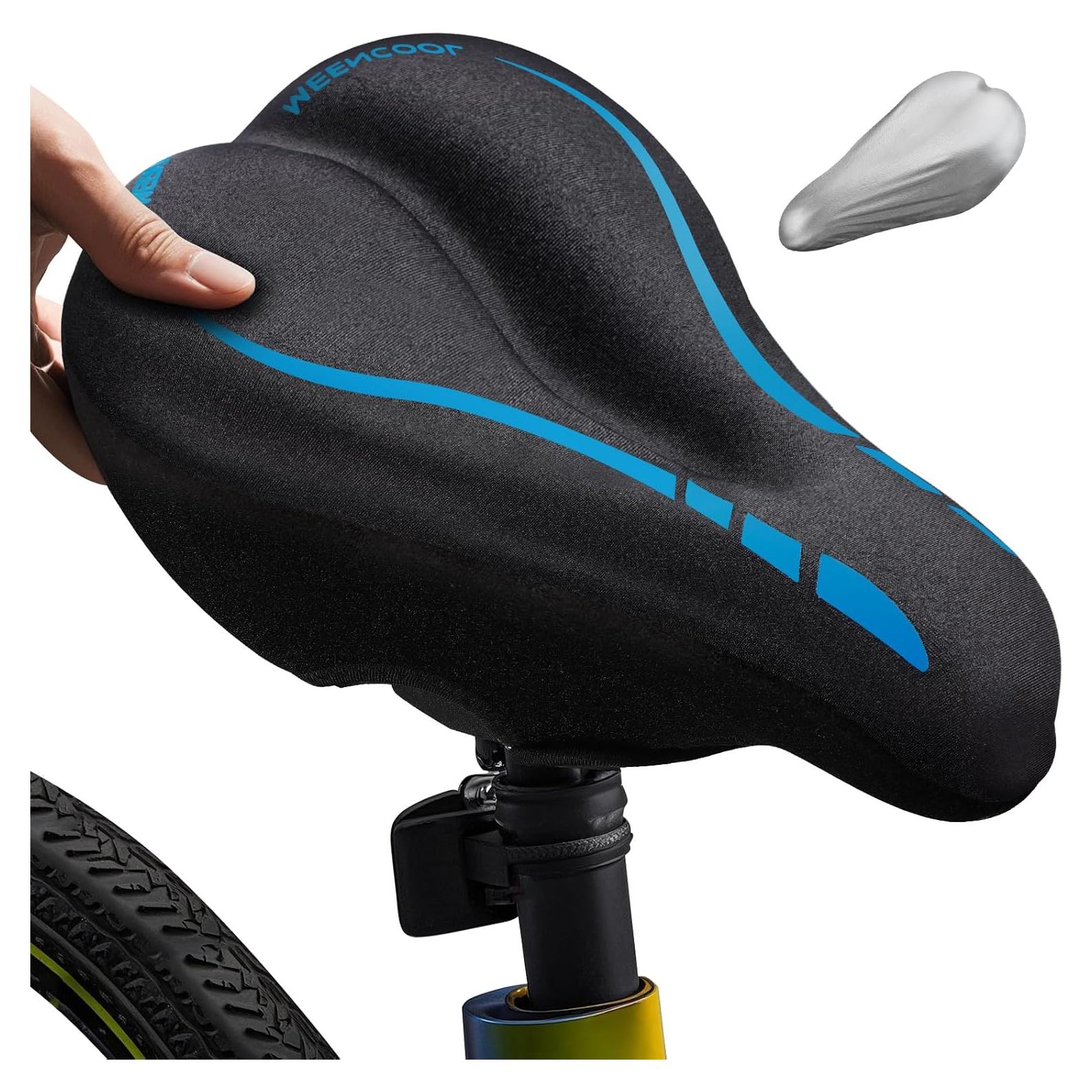 Cojín de Asiento de Bicicleta Meencool Azul Acolchado de Gel 29.46x17.78cm