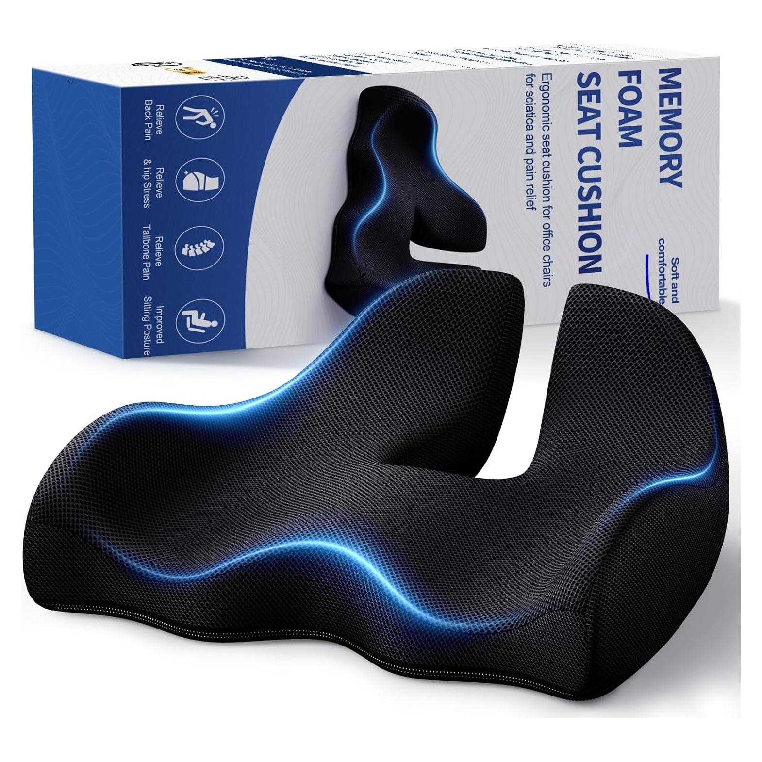 Cojín de Memoria Benazcap Extra Grande Negro para Silla de Oficina