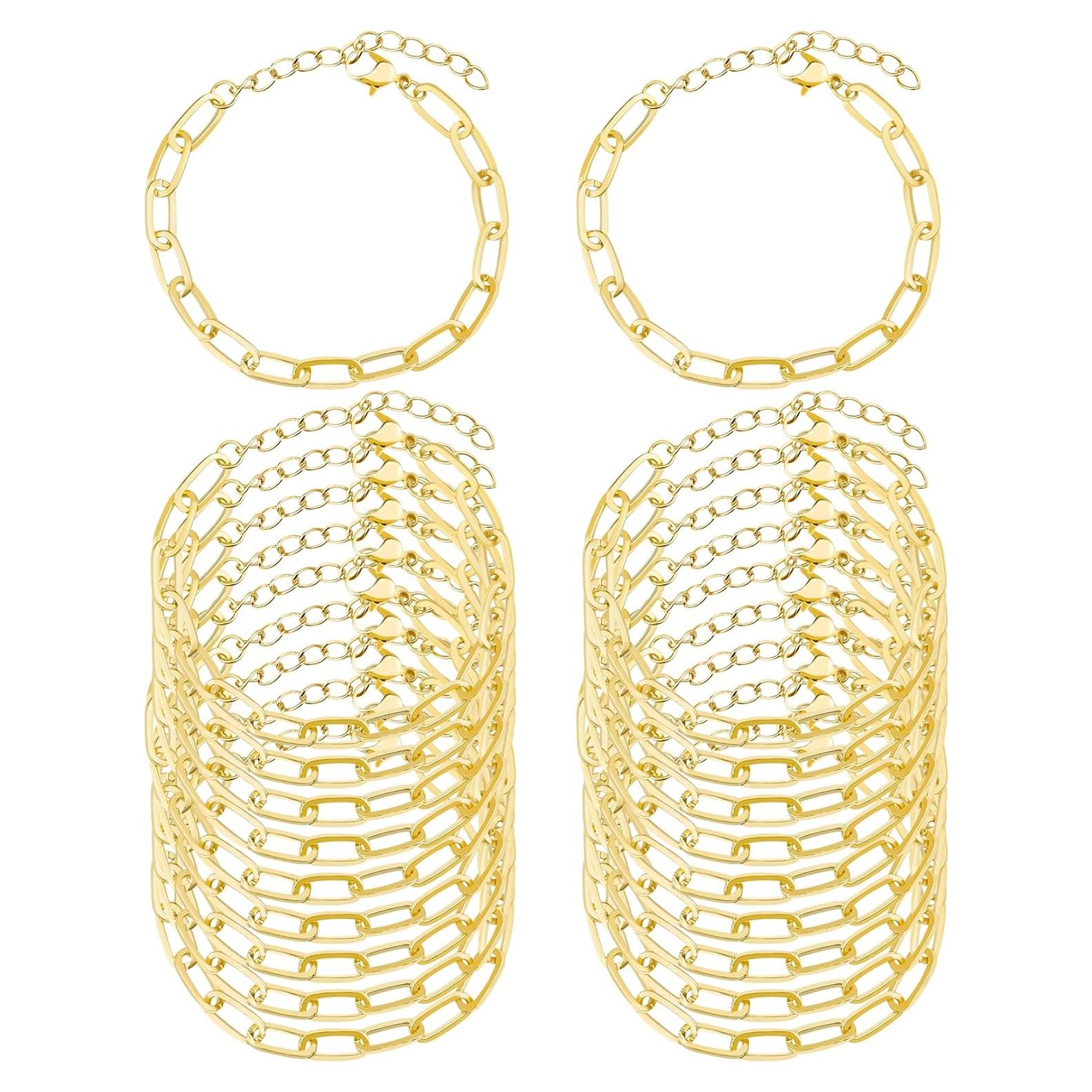 Kit de Pulseras de Cadena Tiggell 20 Piezas Aleación Oro