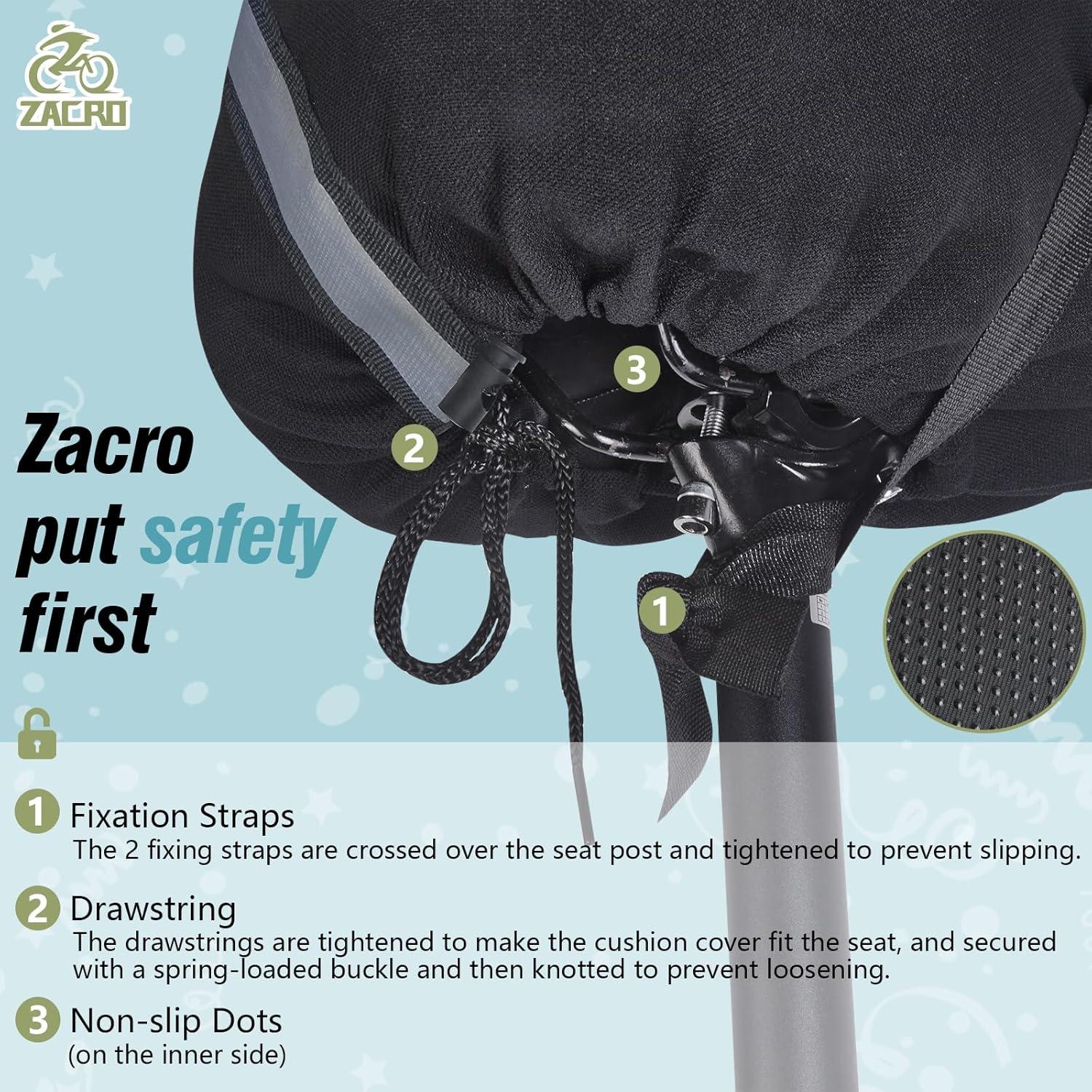 Funda de Cojín de Asiento de Bicicleta Zacro Kids Negra 22.86x15.24cm