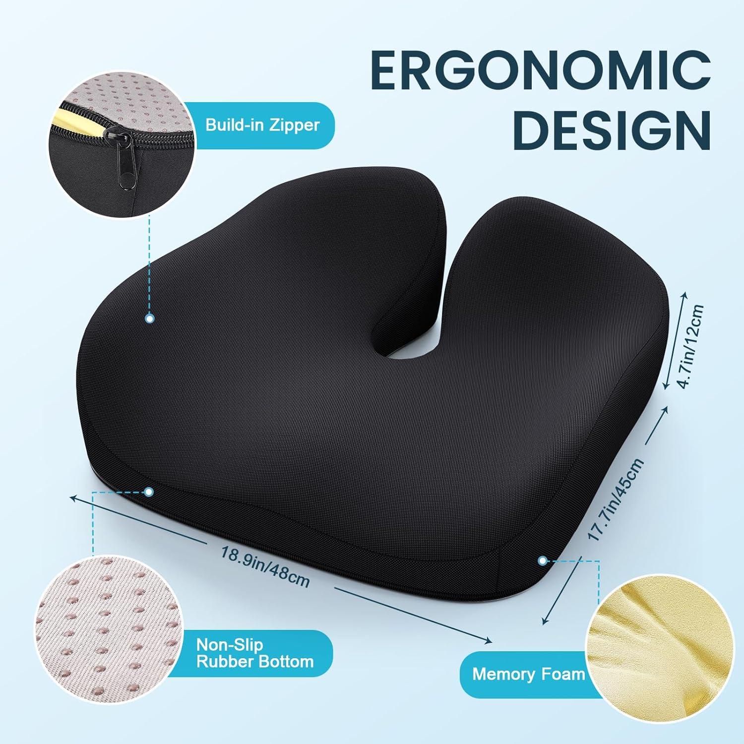 Cojín de Asiento Ergonómico Benazcap - Espuma Viscoelástica 48x45cm