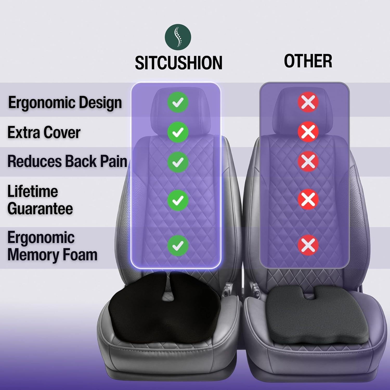 Cojín de Asiento Ergonómico SitCushion Extra Grande Negro